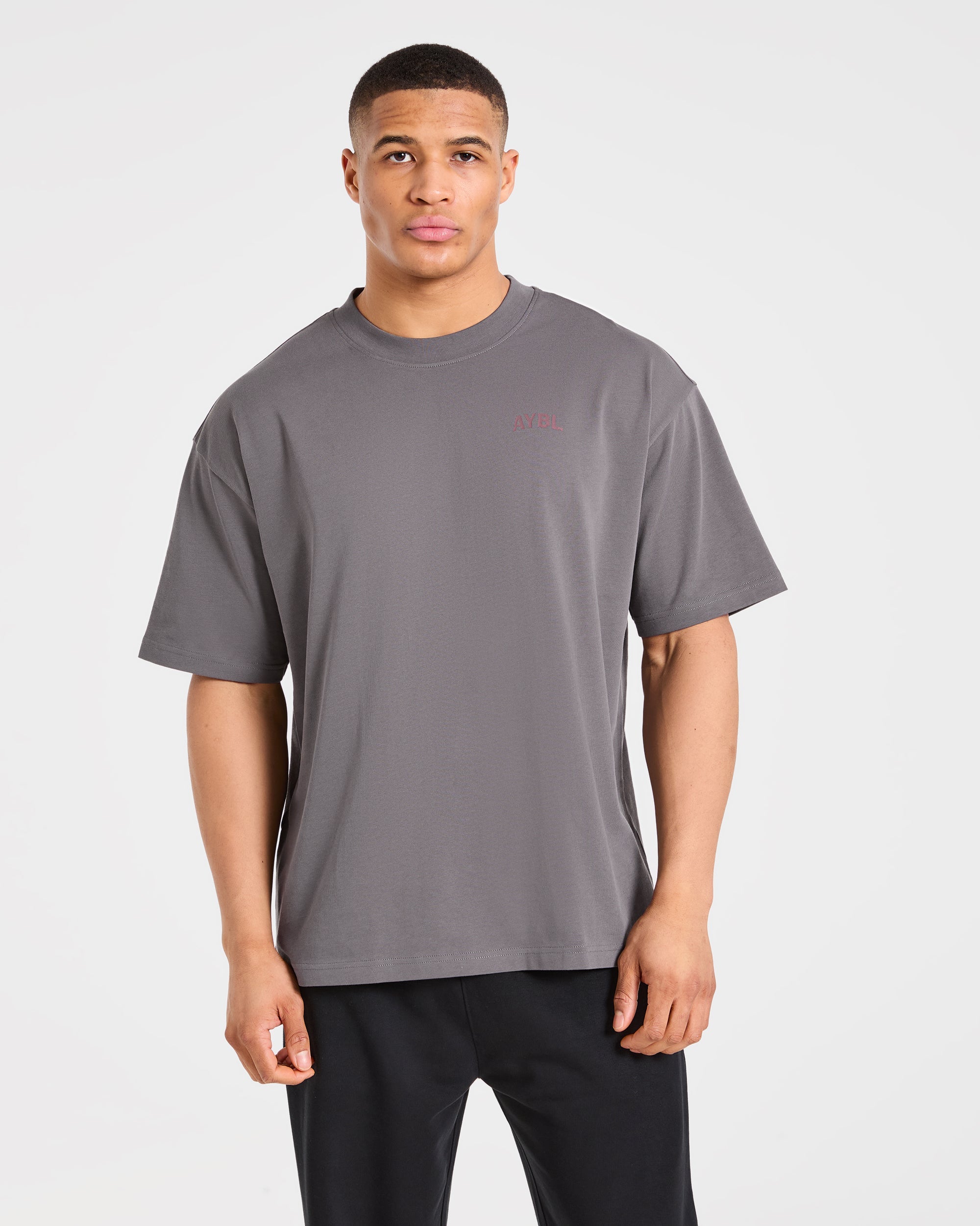 Strength Division Oversized T Shirt - Charcoal/Red