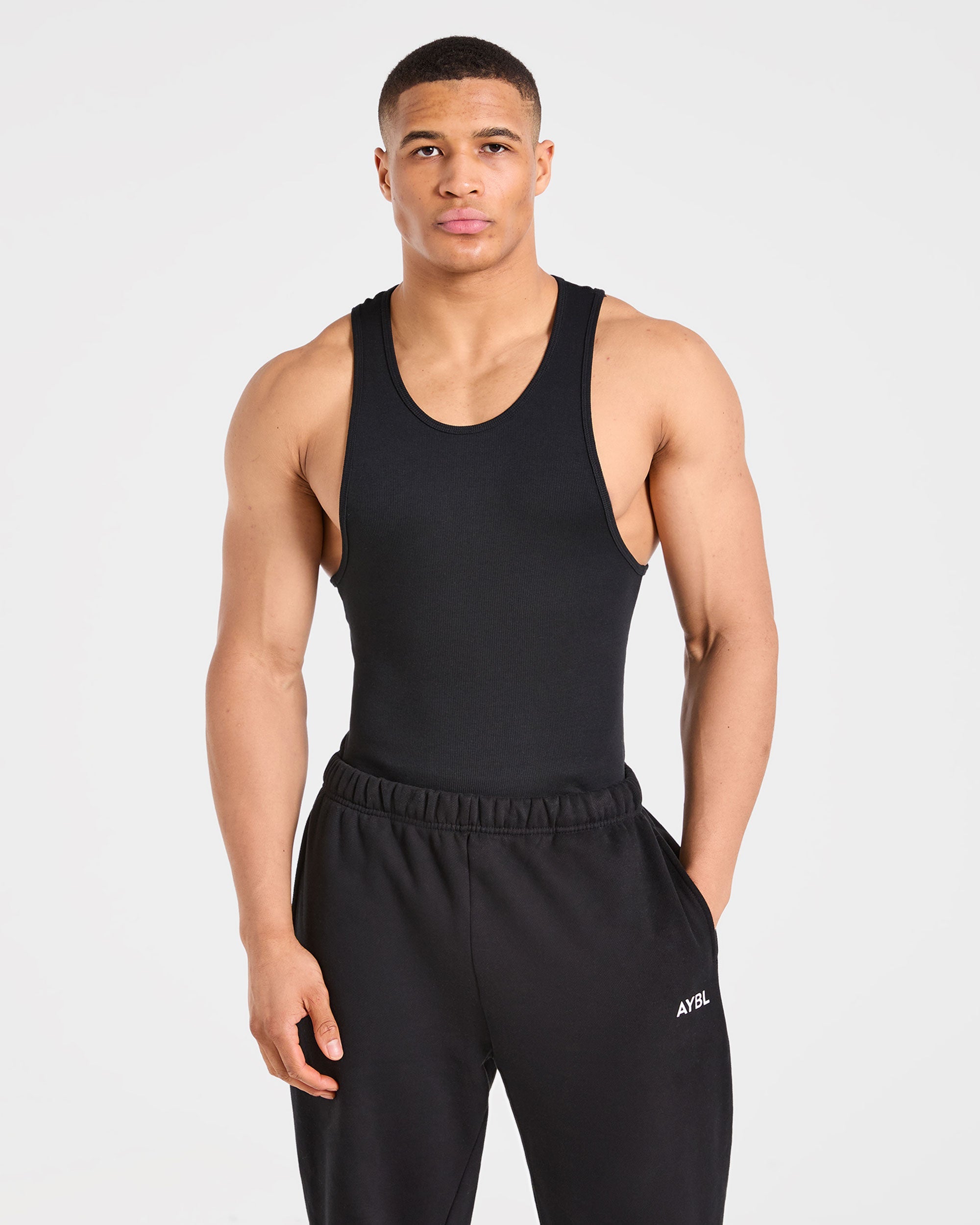 Muscle Ribbed Tank - Black