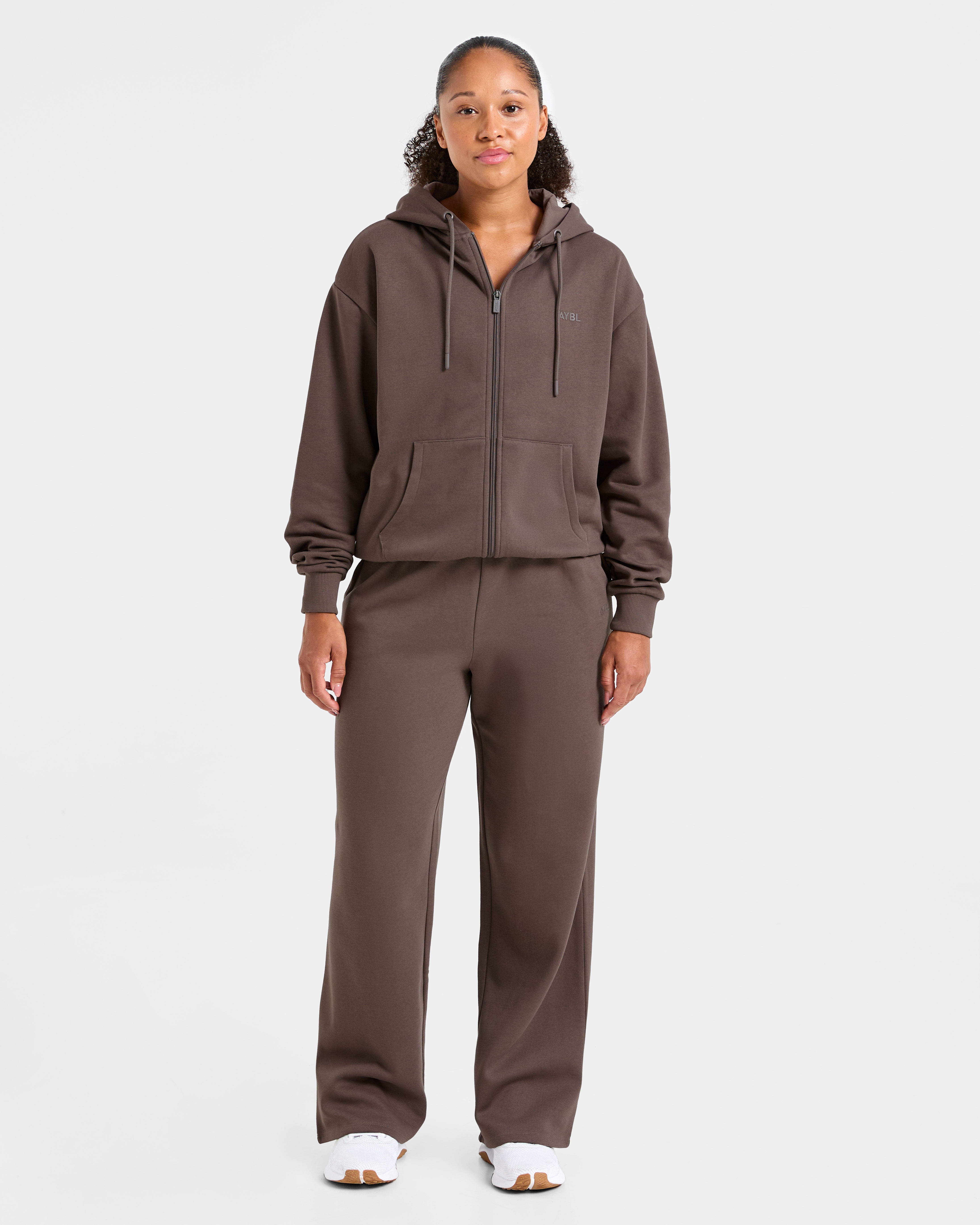 Lifestyle Oversized Straight Leg Joggers - Umber Brown