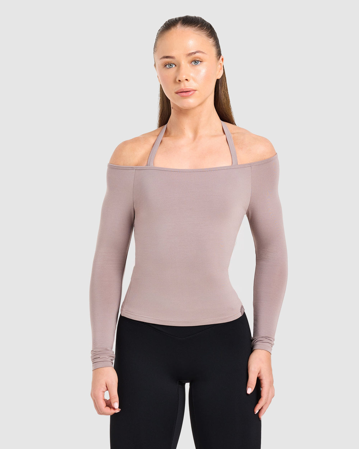 Ease Off The Shoulder Top - Warm Taupe