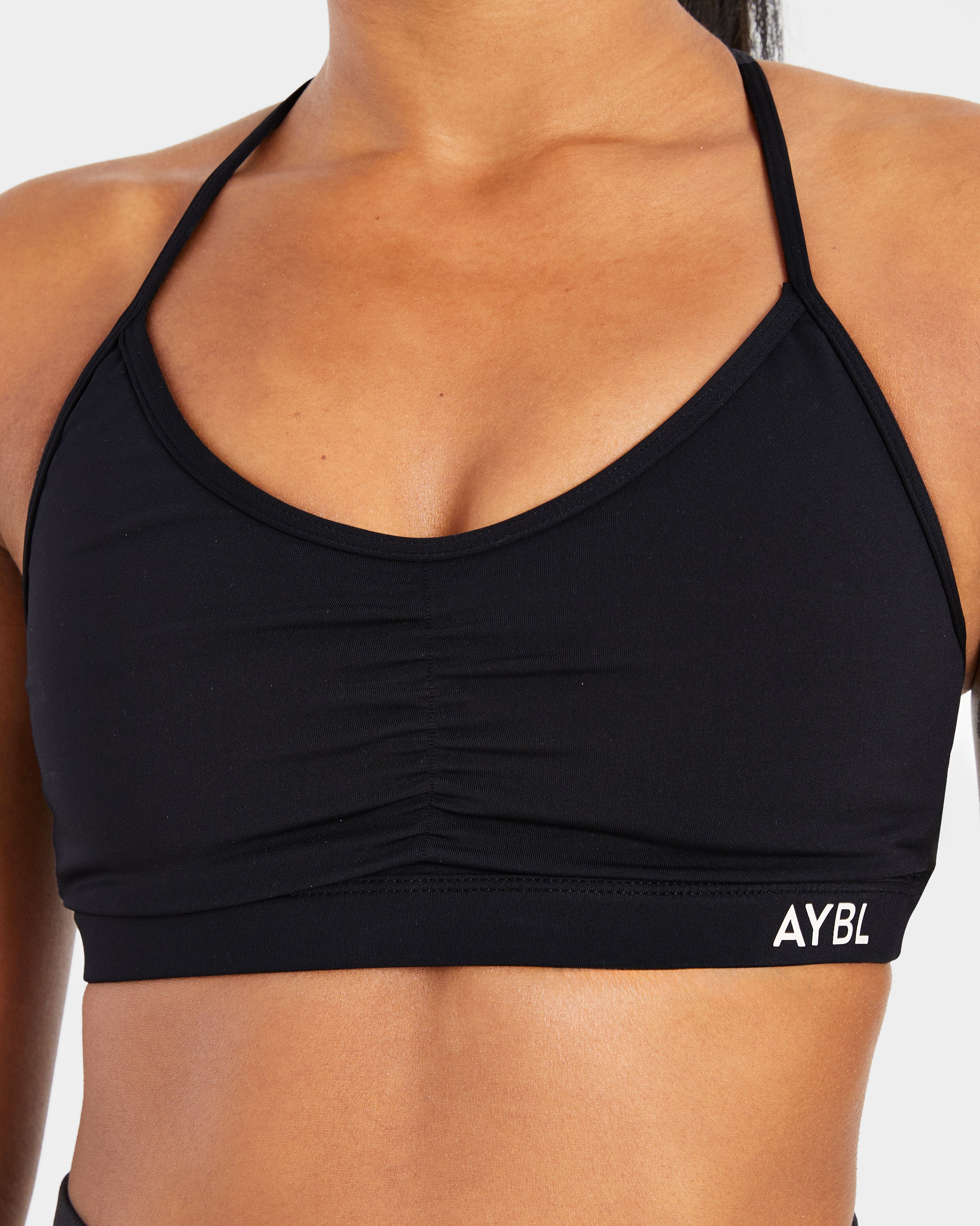 Essential geraffter Sport-BH – Schwarz