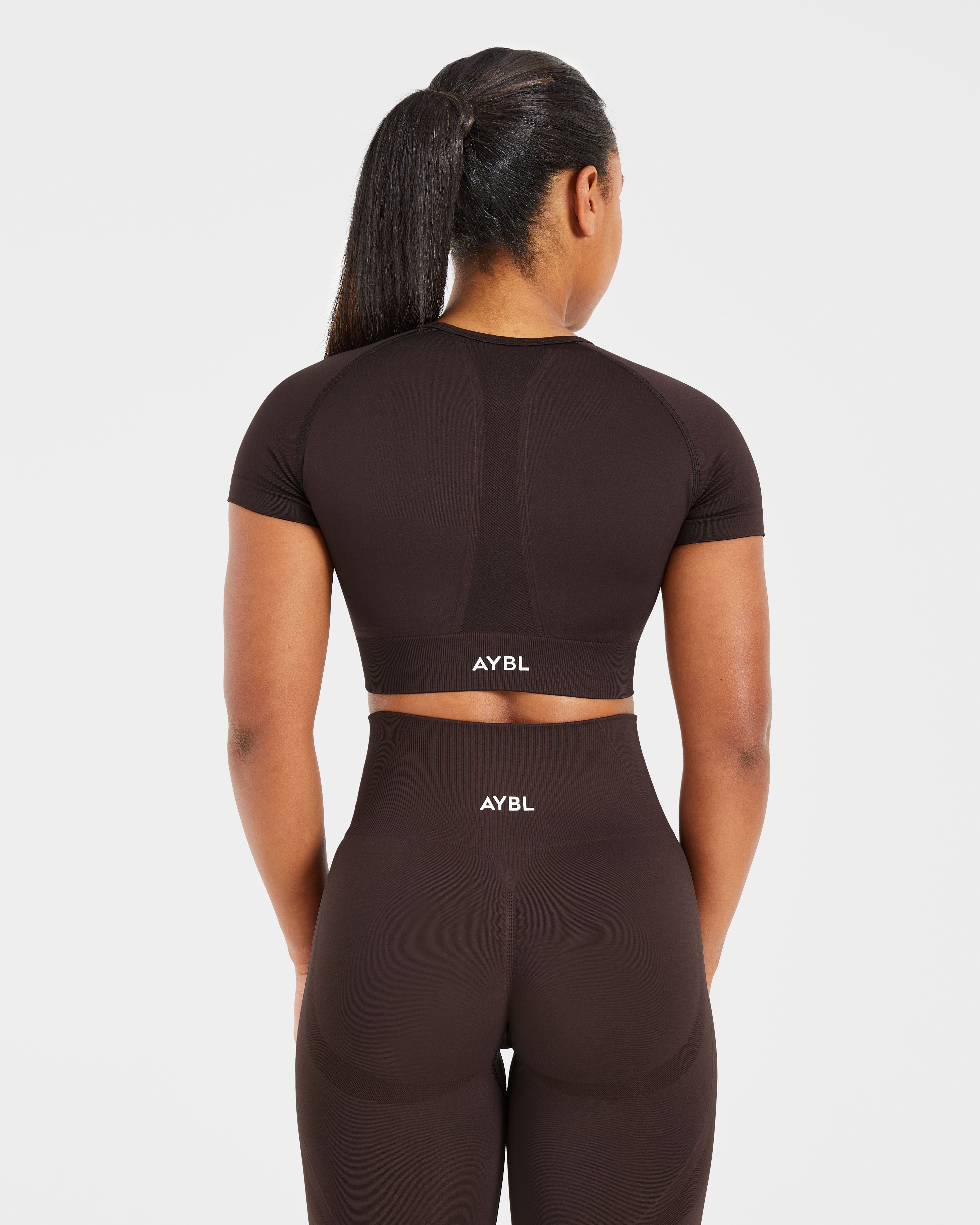 Haut court sans couture Empower - Marron cacao