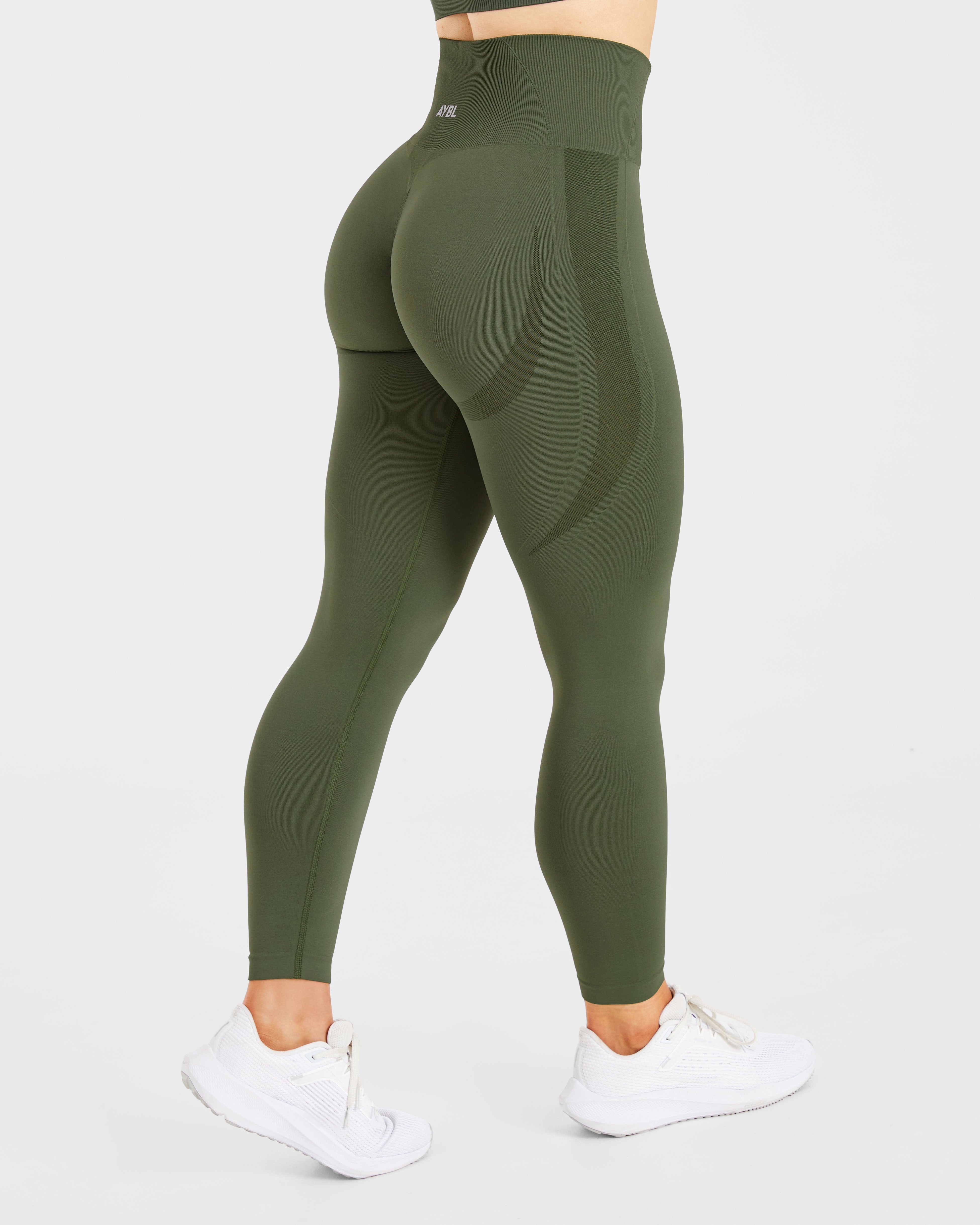 Nahtlose Leggings „Empower“ – Khakigrün