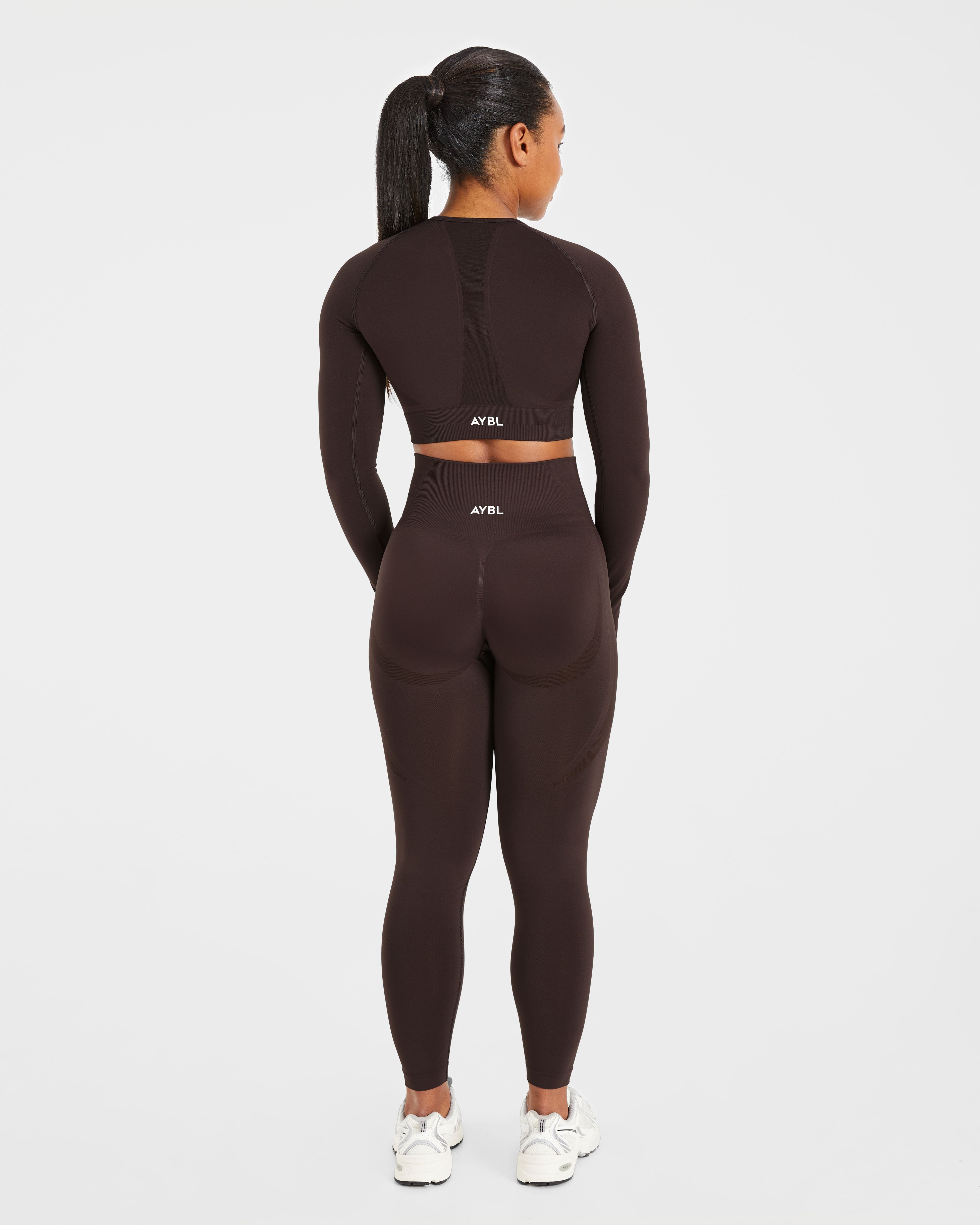 Empower Seamless Long Sleeve Crop Top - Cocoa Brown
