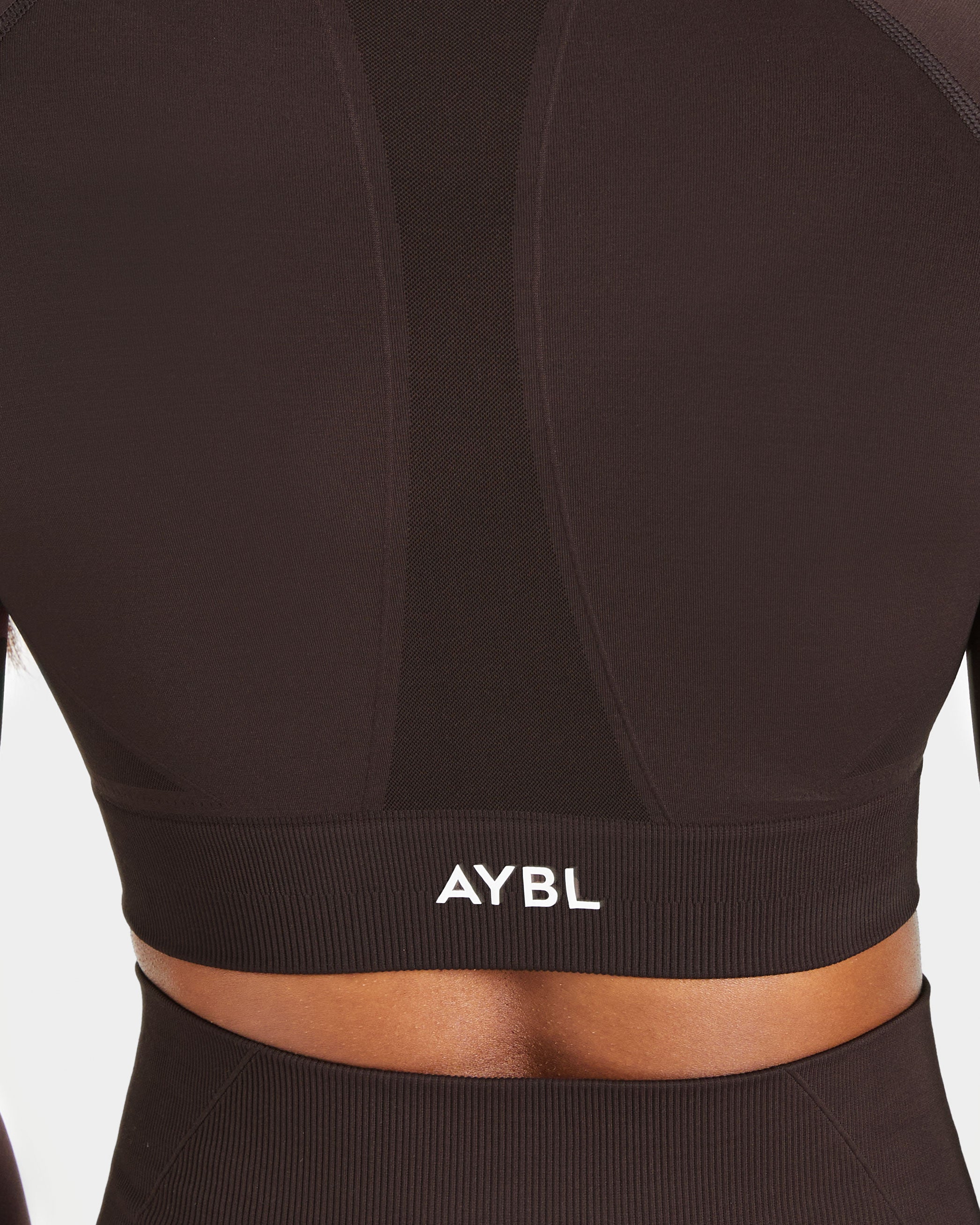 Empower Seamless Long Sleeve Crop Top - Cocoa Brown
