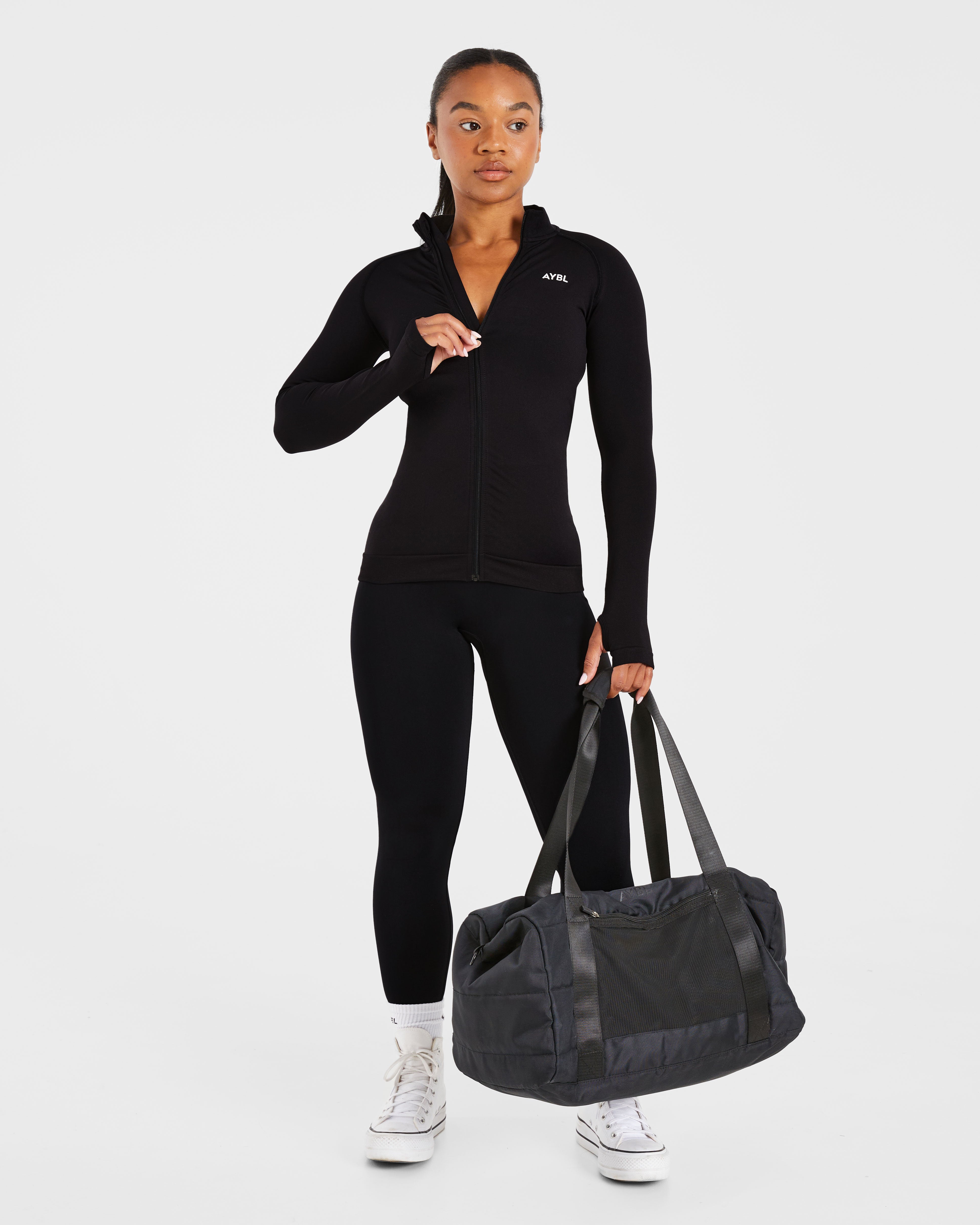 Essential Seamless Zip Jacket - Black