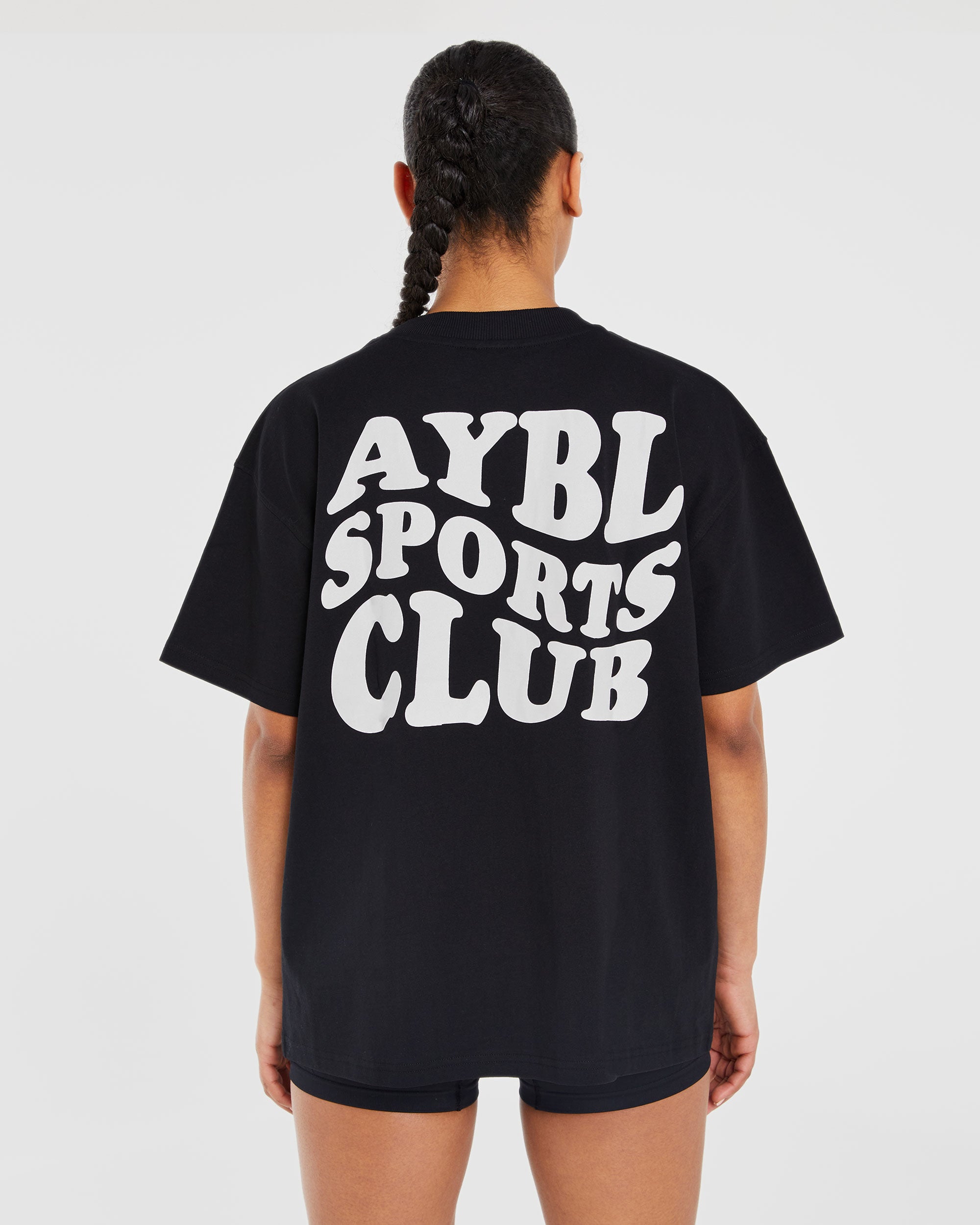 Sports Club Wavy Oversized T Shirt Black - Main Image