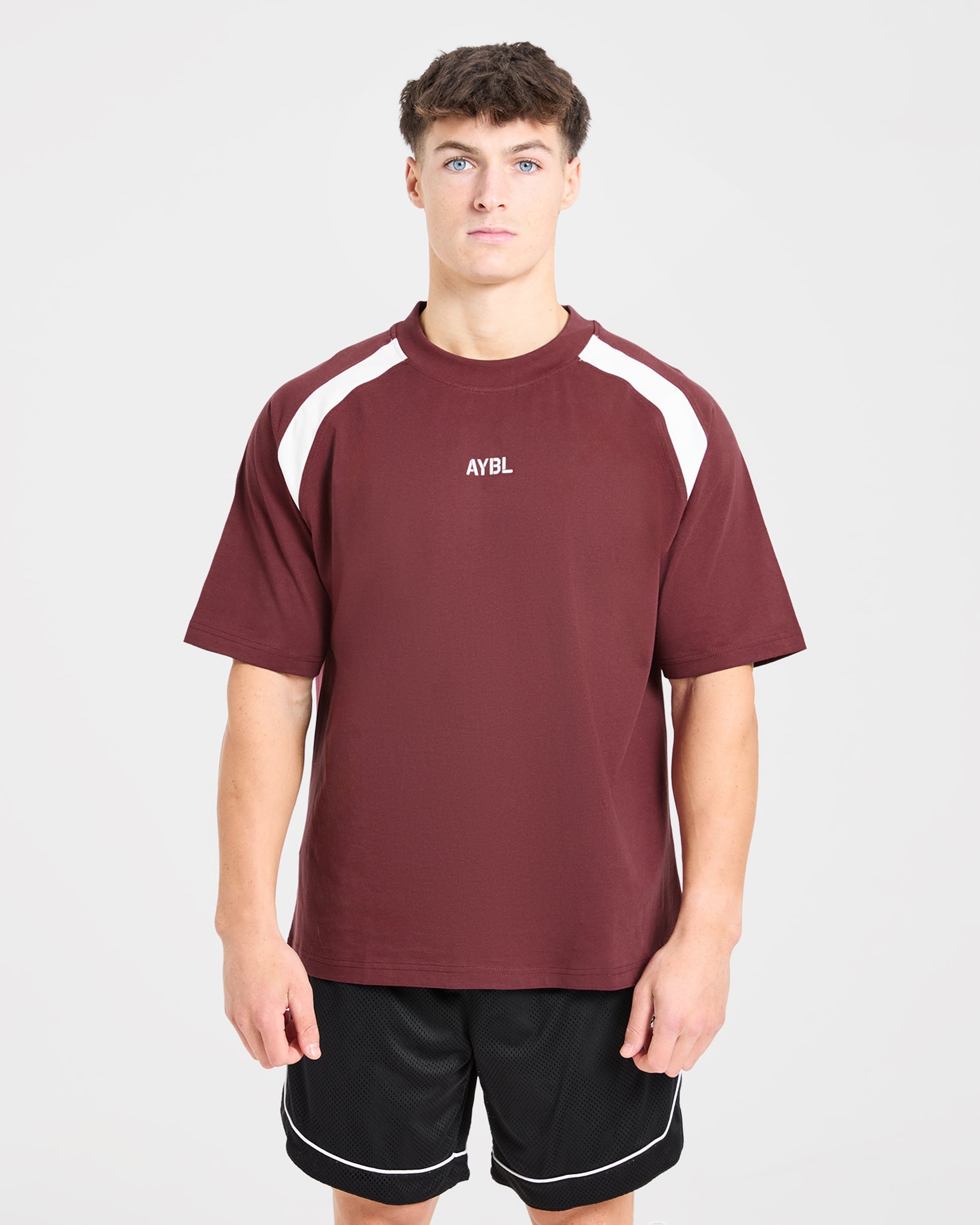 Cam Kissel x Contrast Oversized T Shirt - Burgundy