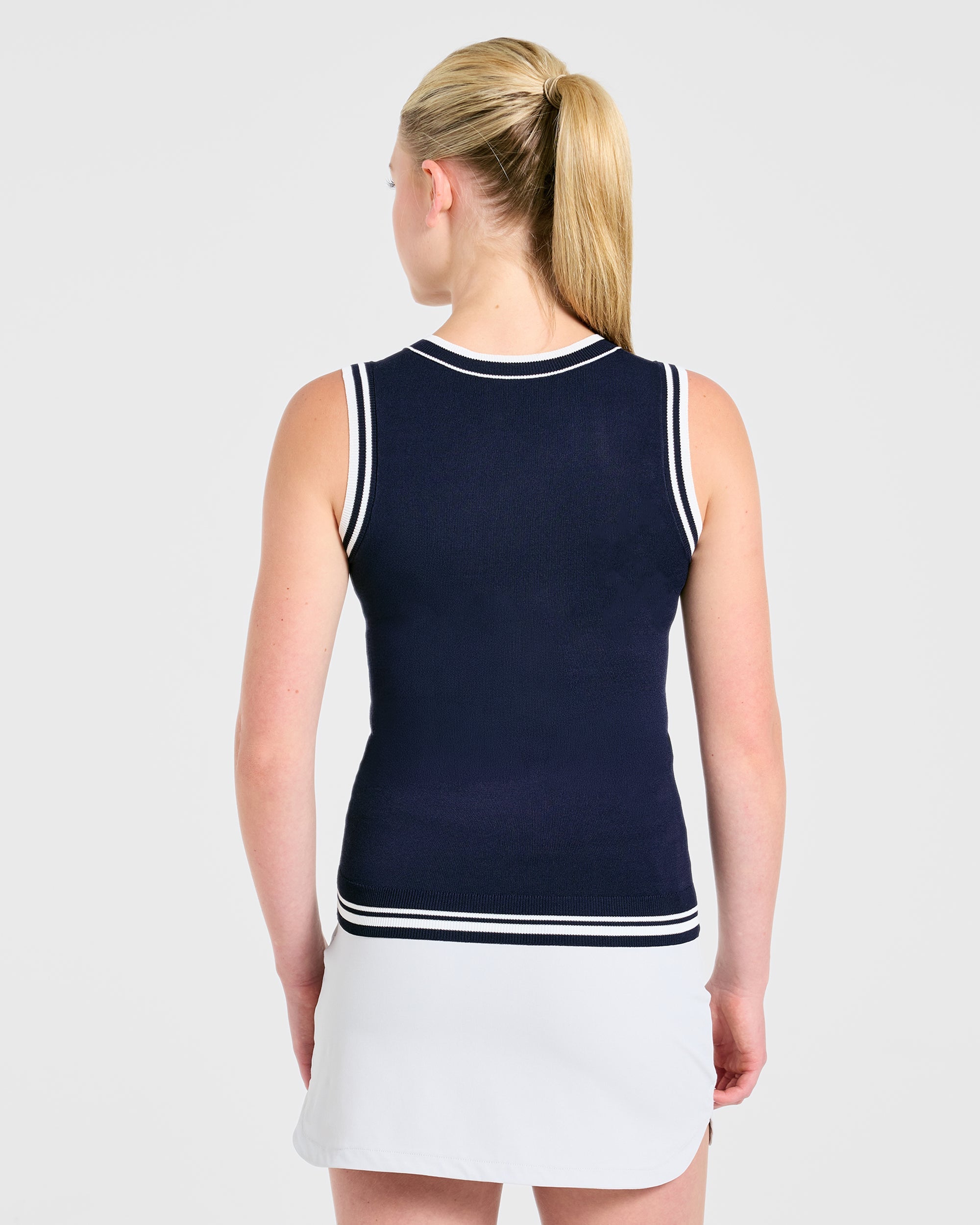 Classic Knitted V Neck Vest - Navy