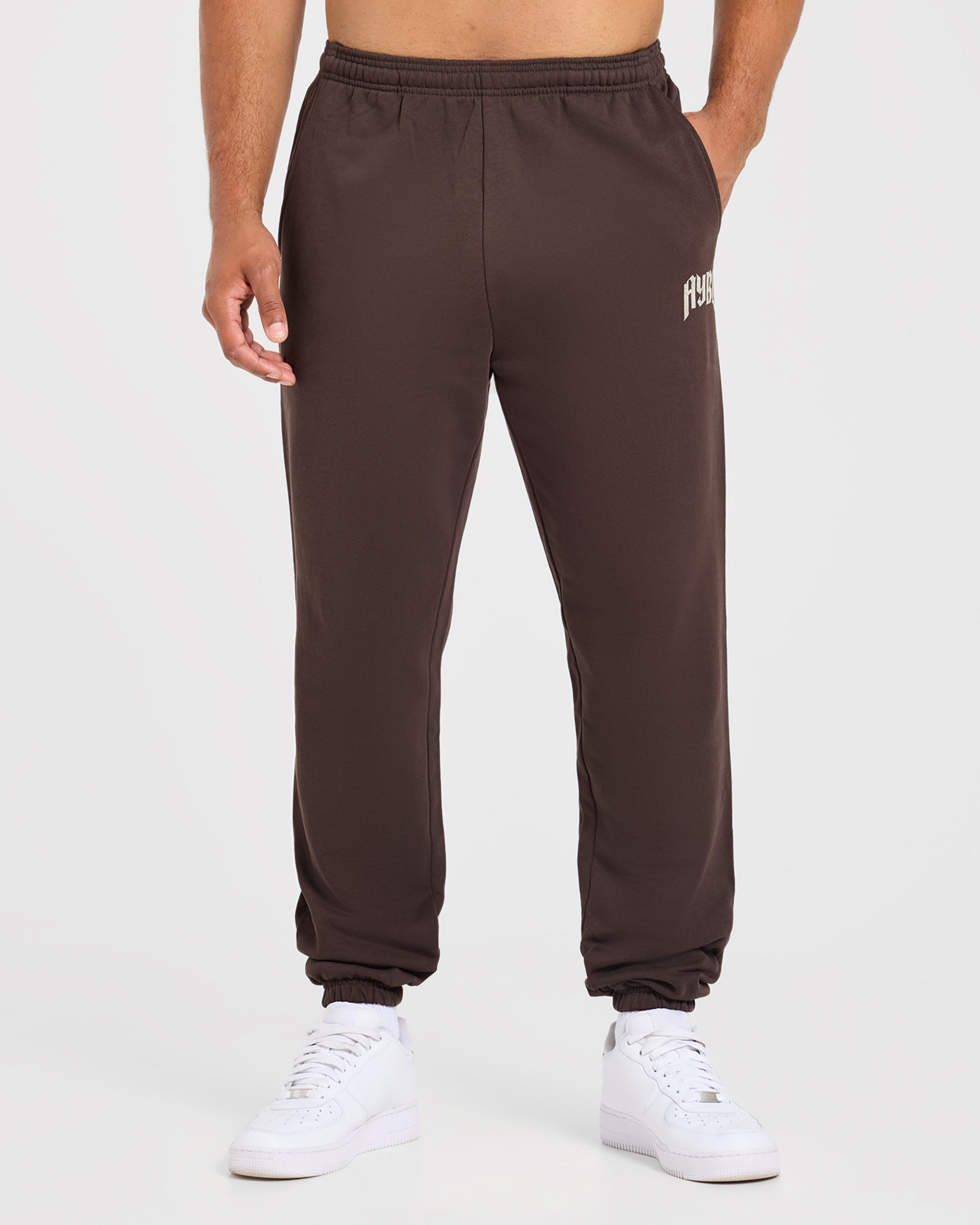 Heavy Lifting Gothic Oversized Joggers - Brown/Cream