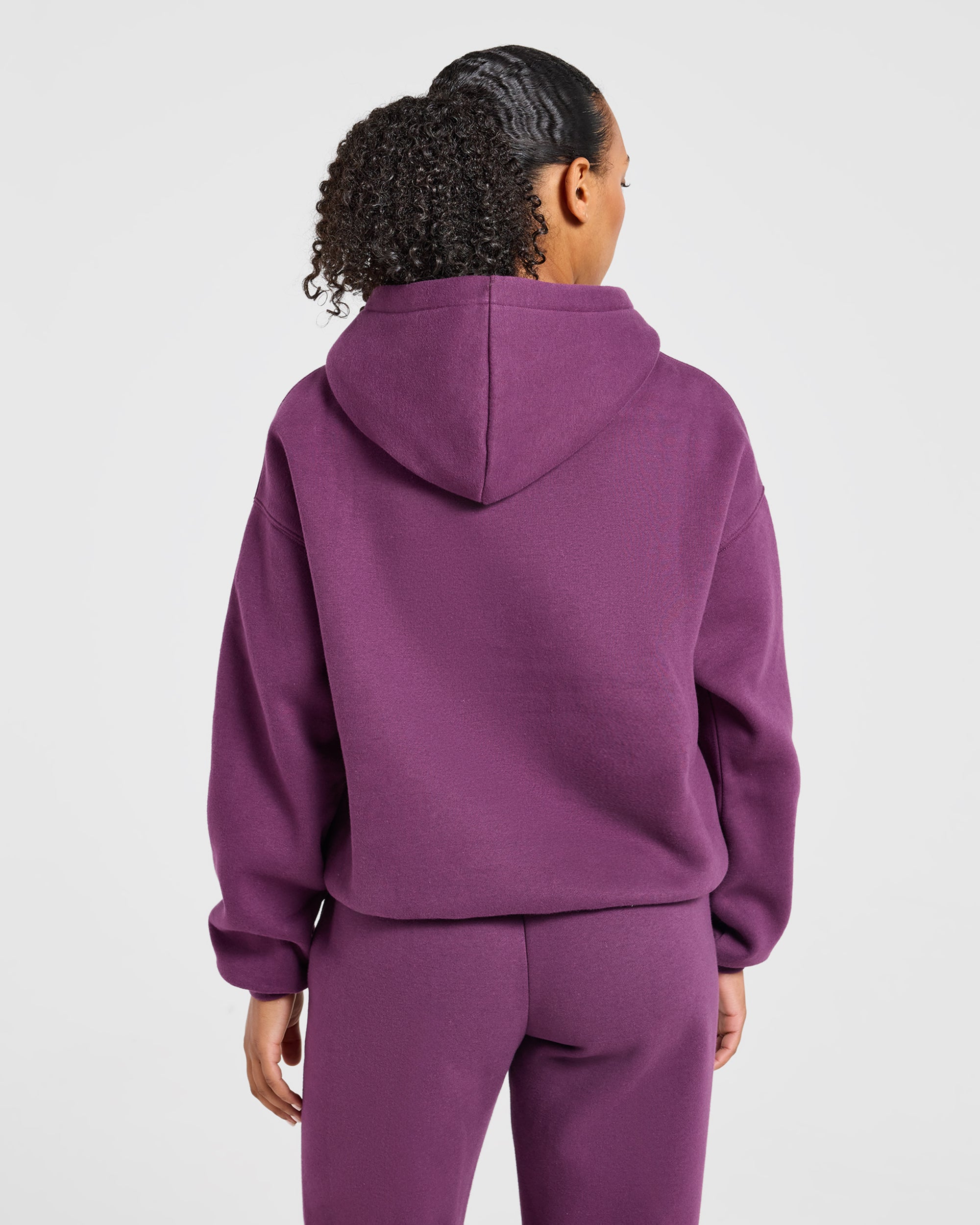Varsity Applique Oversized Hoodie - Plum