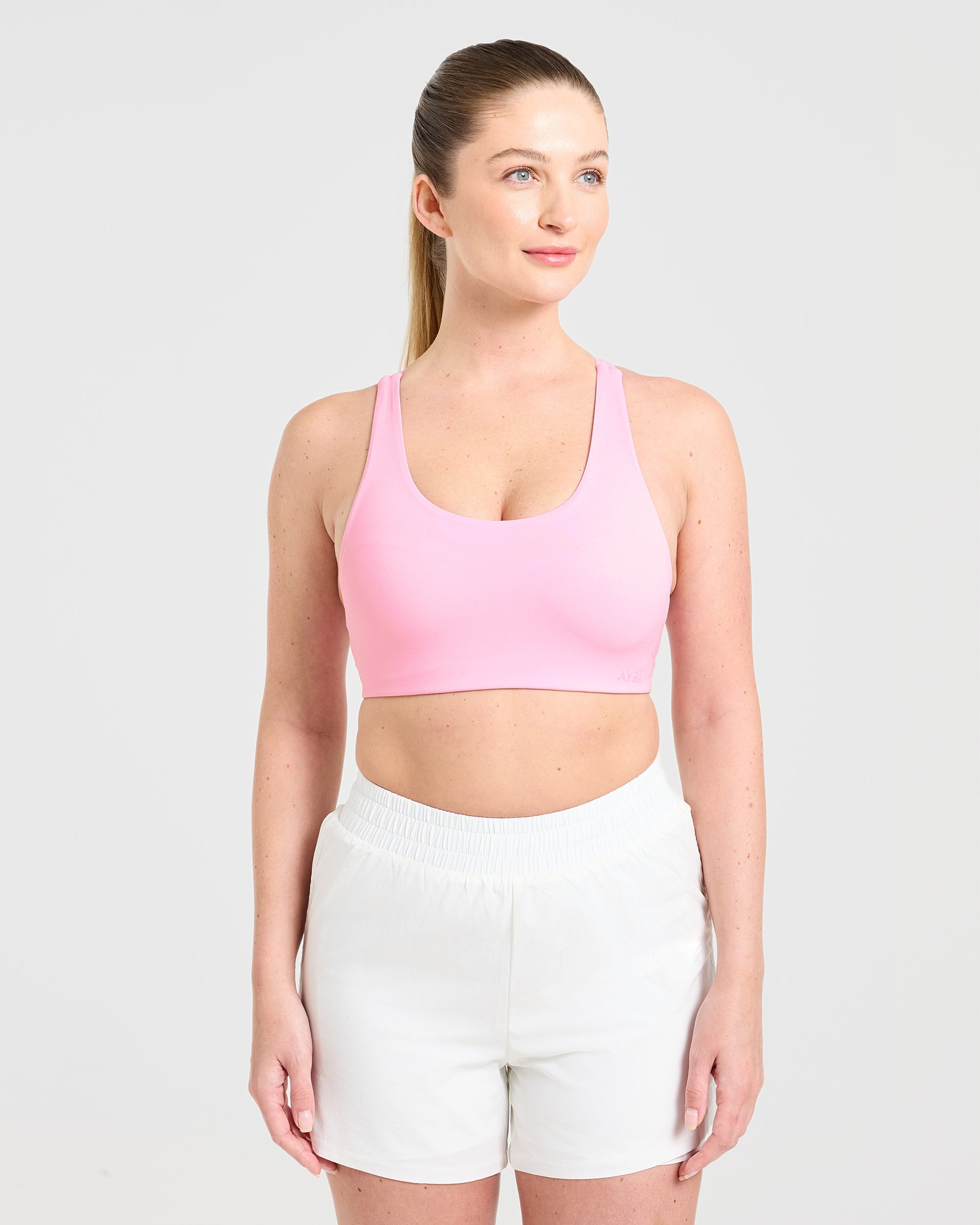Run Cross Back Sports Bra - Spring Pink