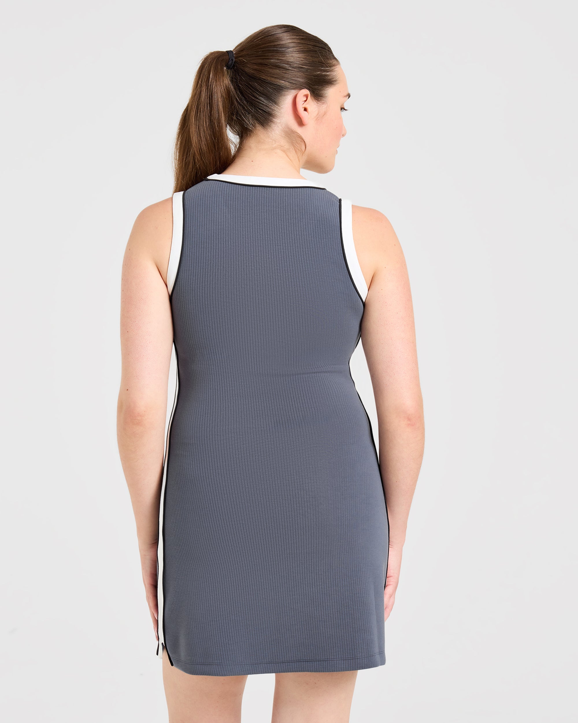 Signature V Neck Dress - Steel Blue