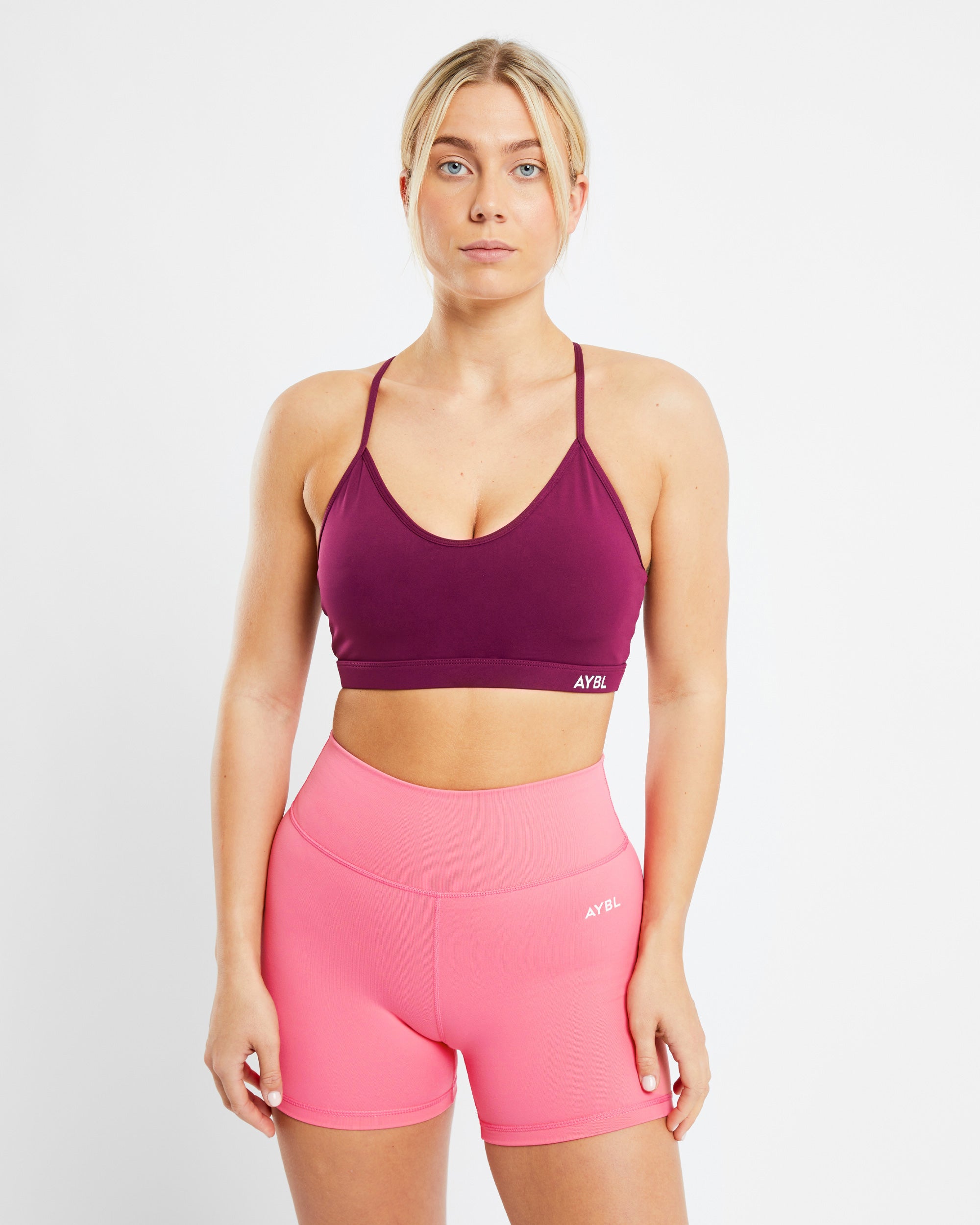 Essential V Neck Sports Bra - Purple Wine – AYBL EU