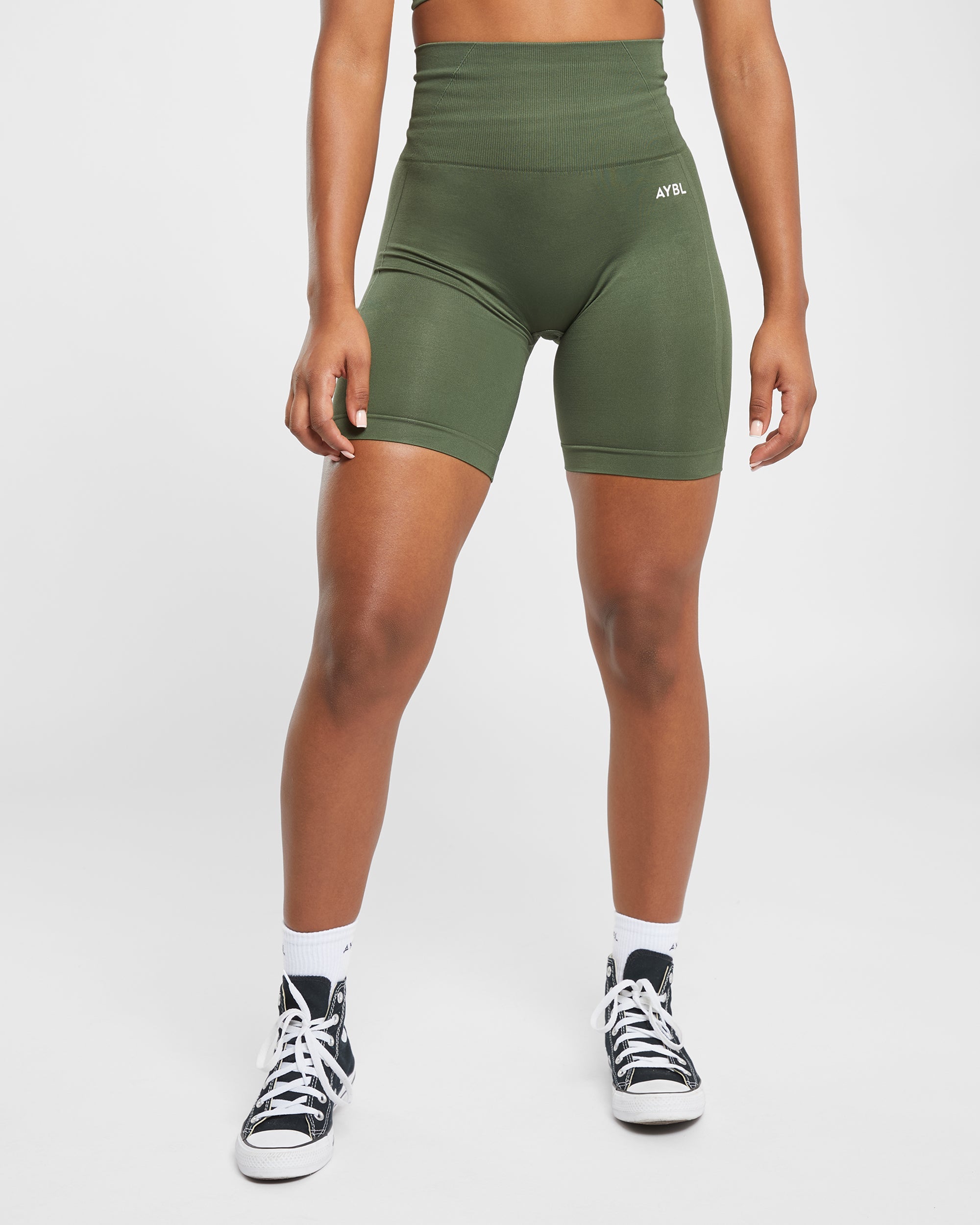 Empower Seamless Cycling Shorts Khaki Green - Main Image