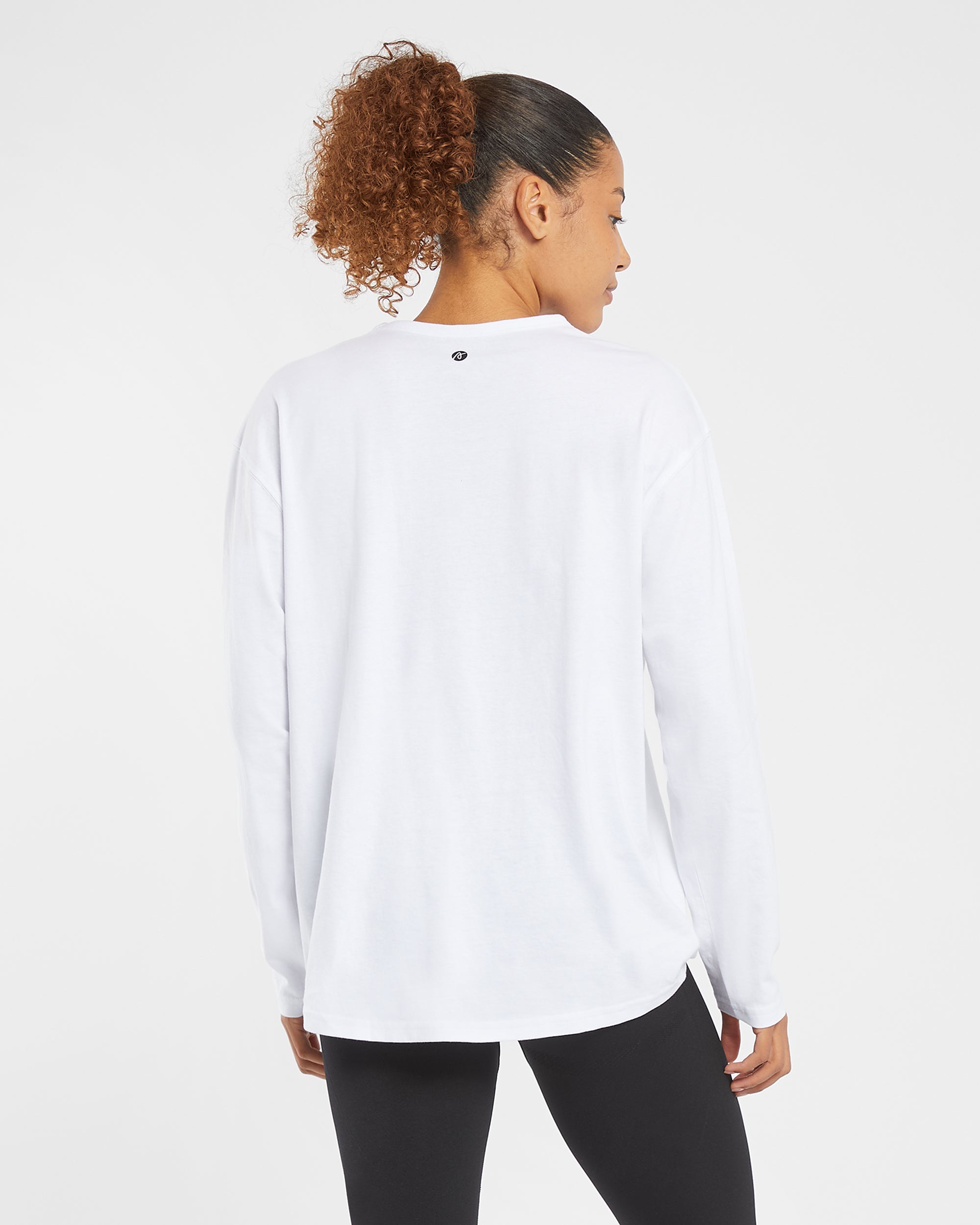 Essential übergroßes Langarm-T-Shirt – Weiß