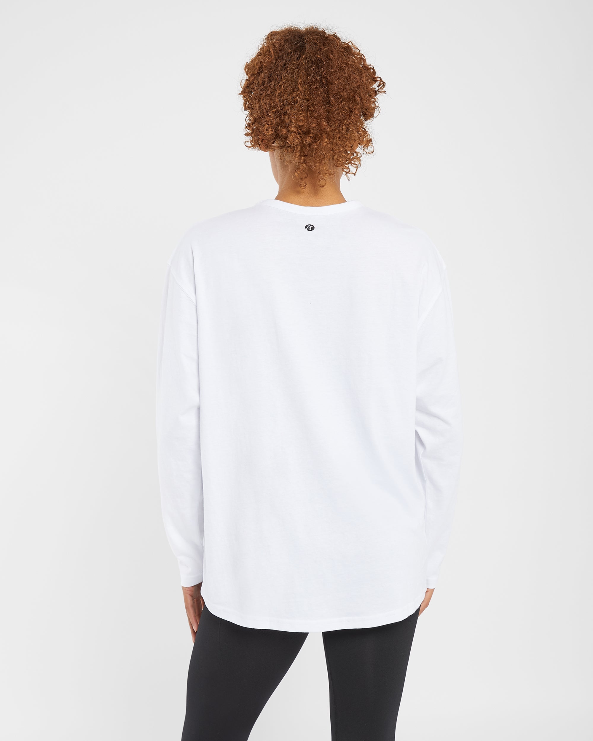 Essential übergroßes Langarm-T-Shirt – Weiß