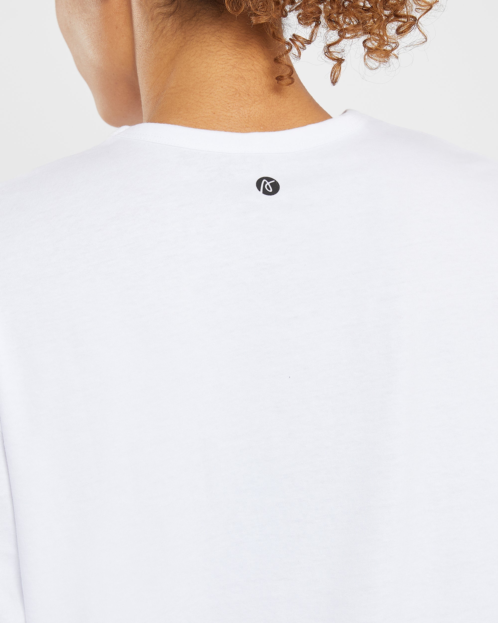 Essential übergroßes Langarm-T-Shirt – Weiß