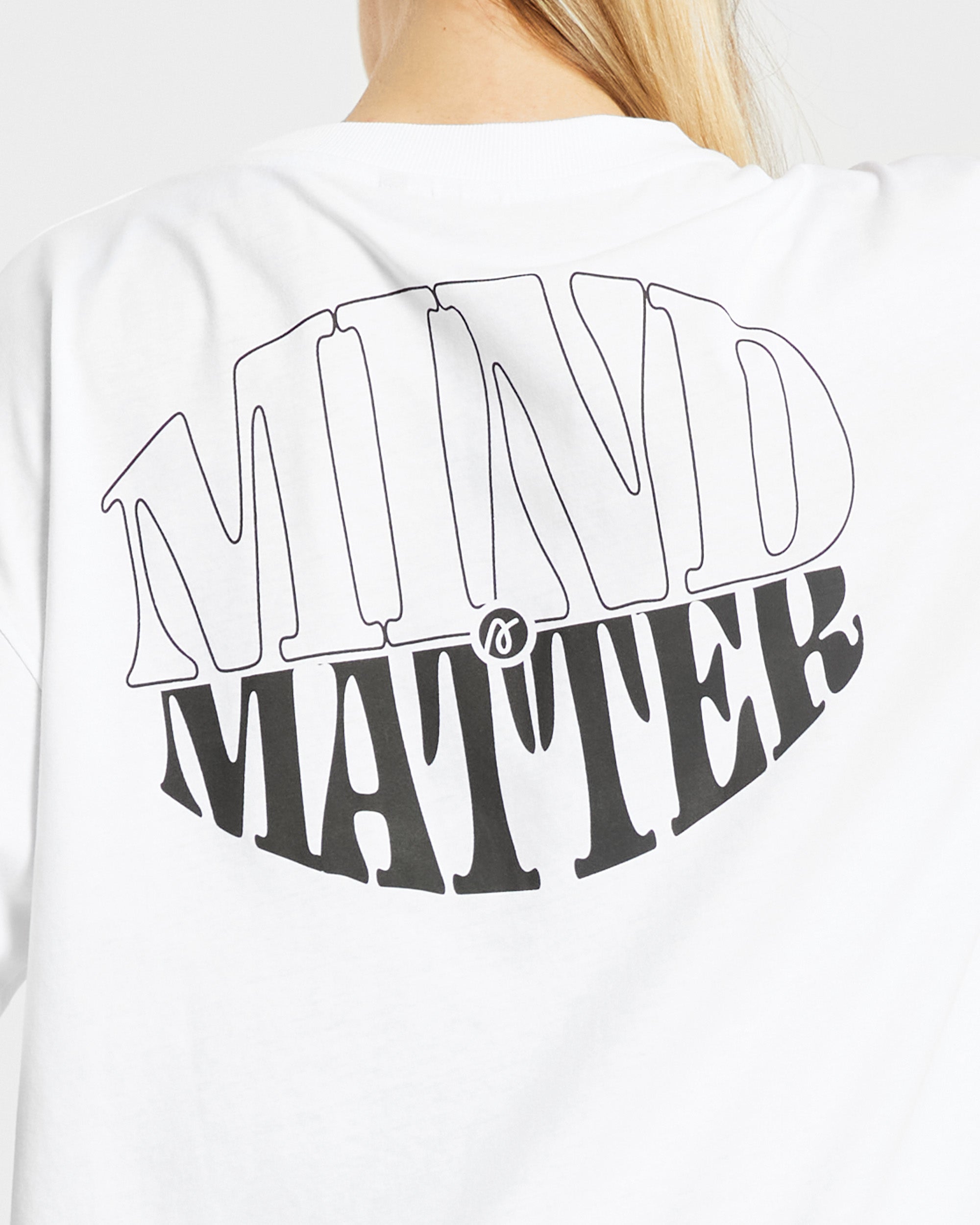 Mind Over Matter Übergroßes T-Shirt – Weiß
