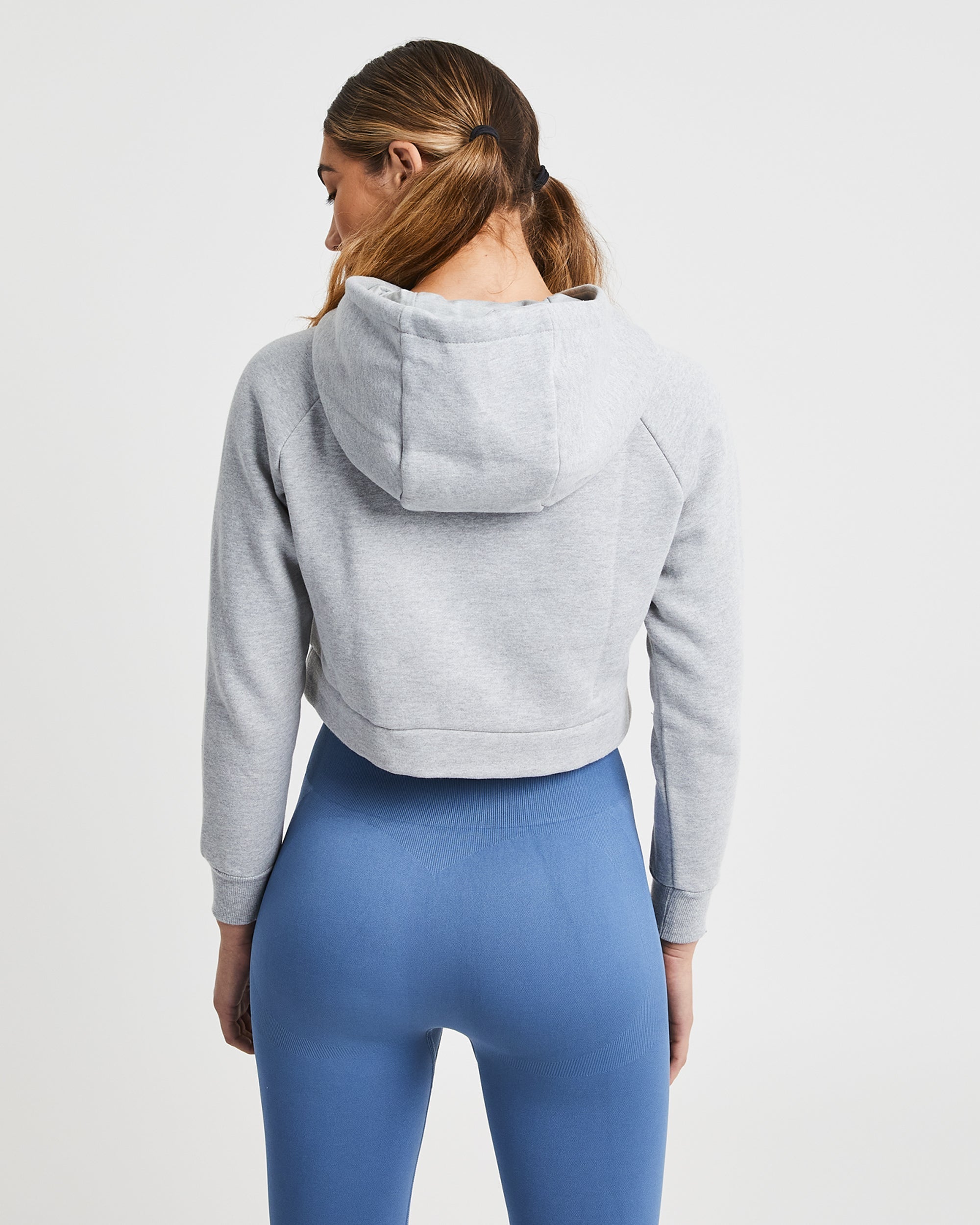 Staple Crop Hoodie - Light Grey
