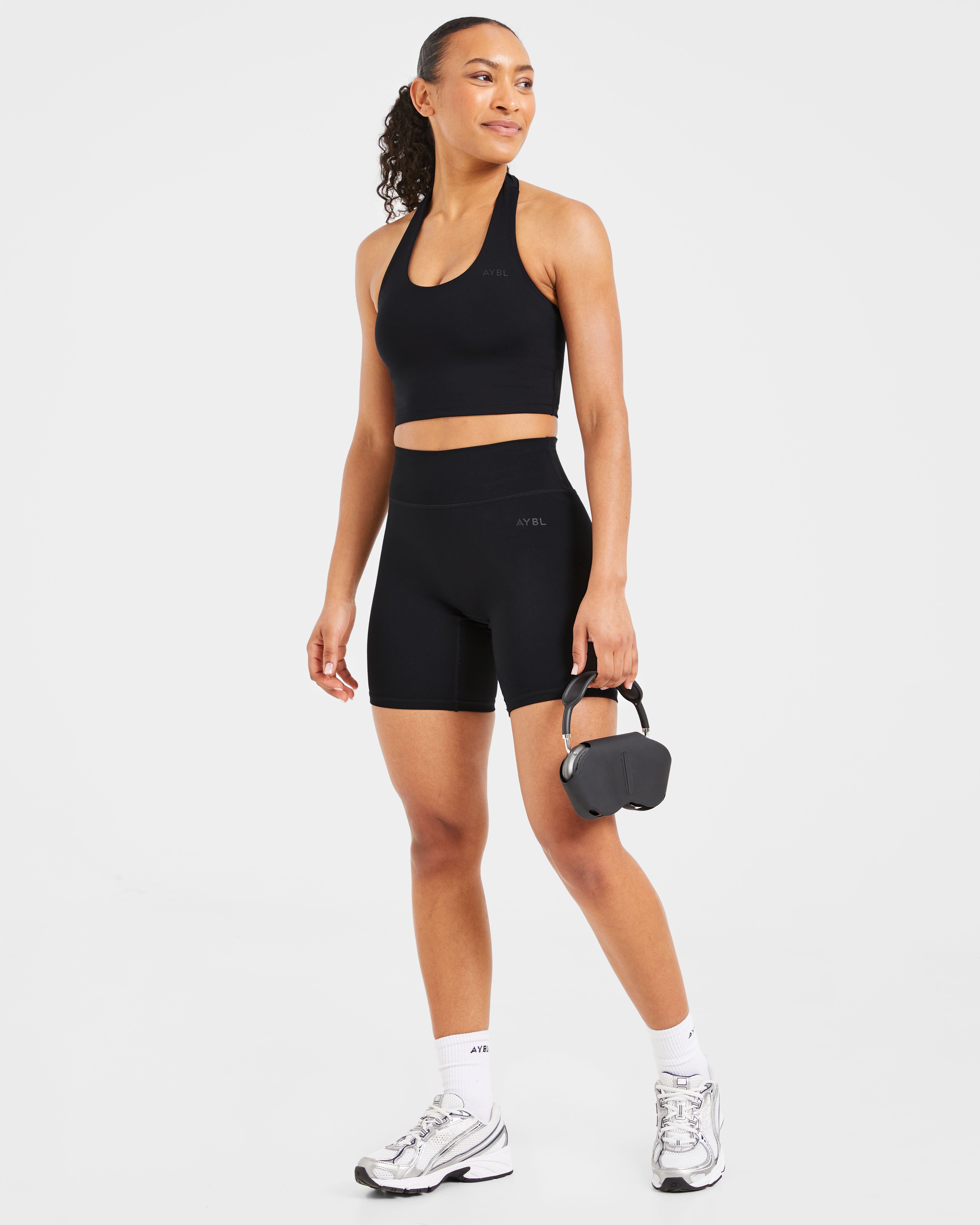Staple Halterneck Crop Top - Black