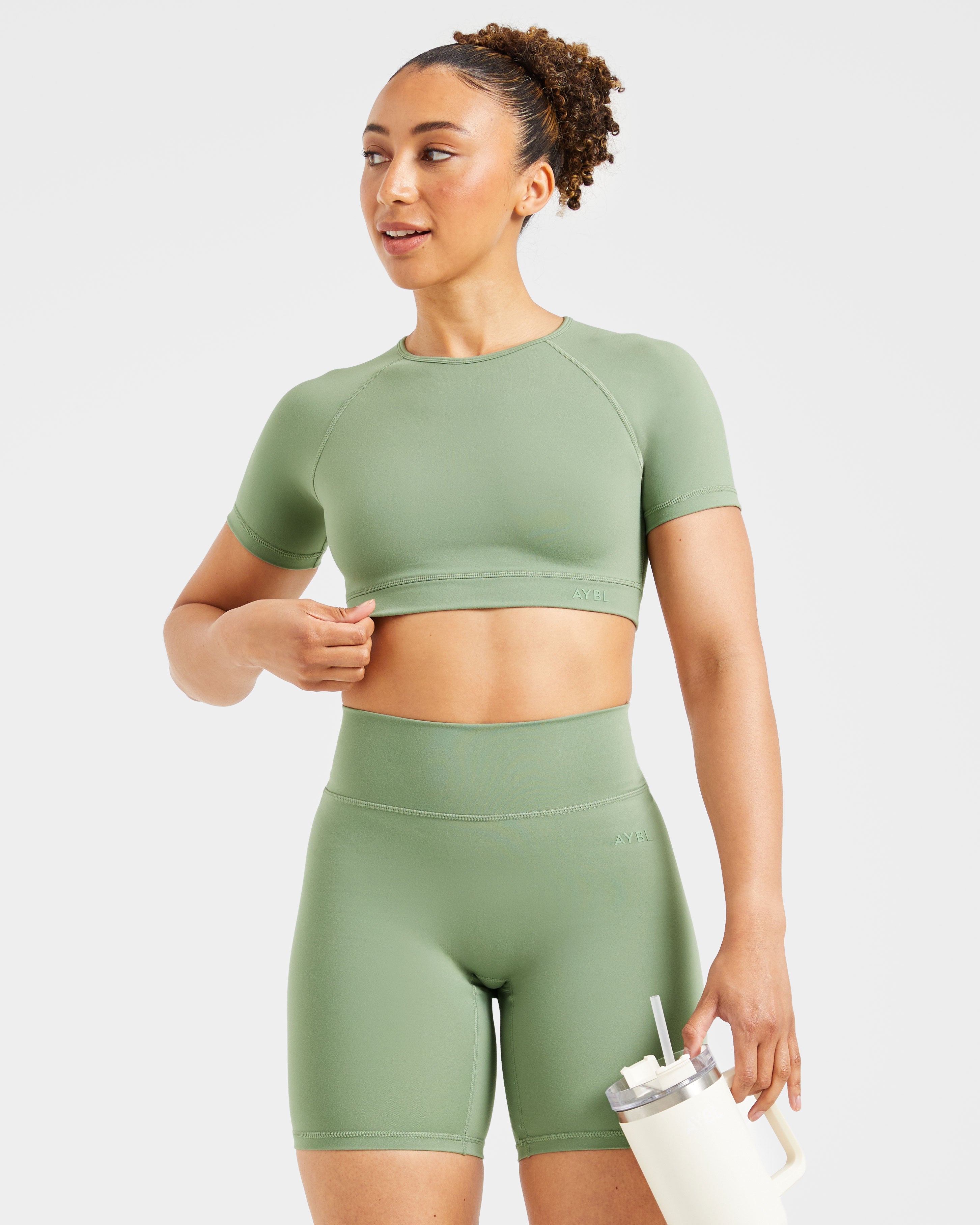 Staple Crop Top - Olive Green