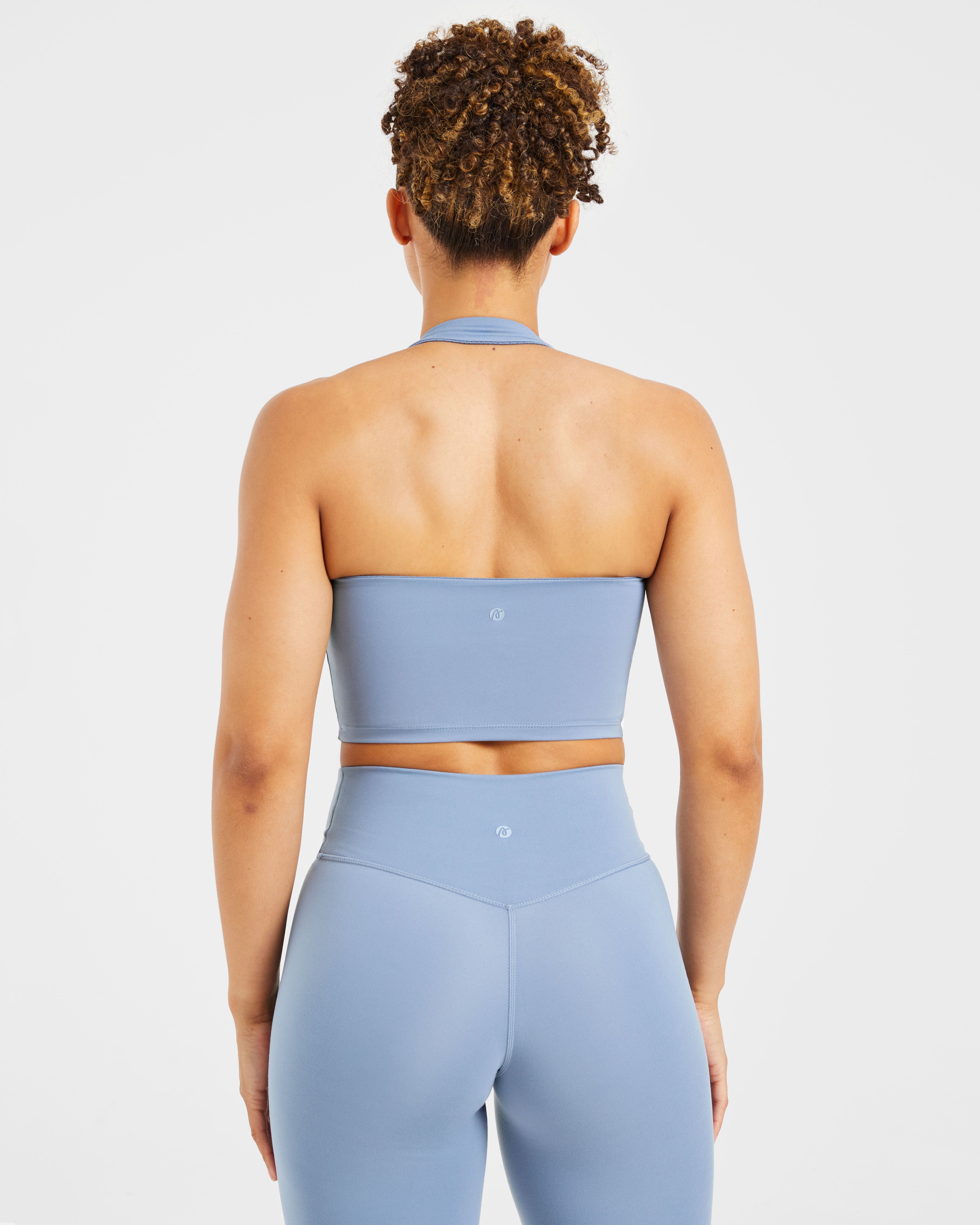 Staple Halterneck Crop Top - Slate Blue