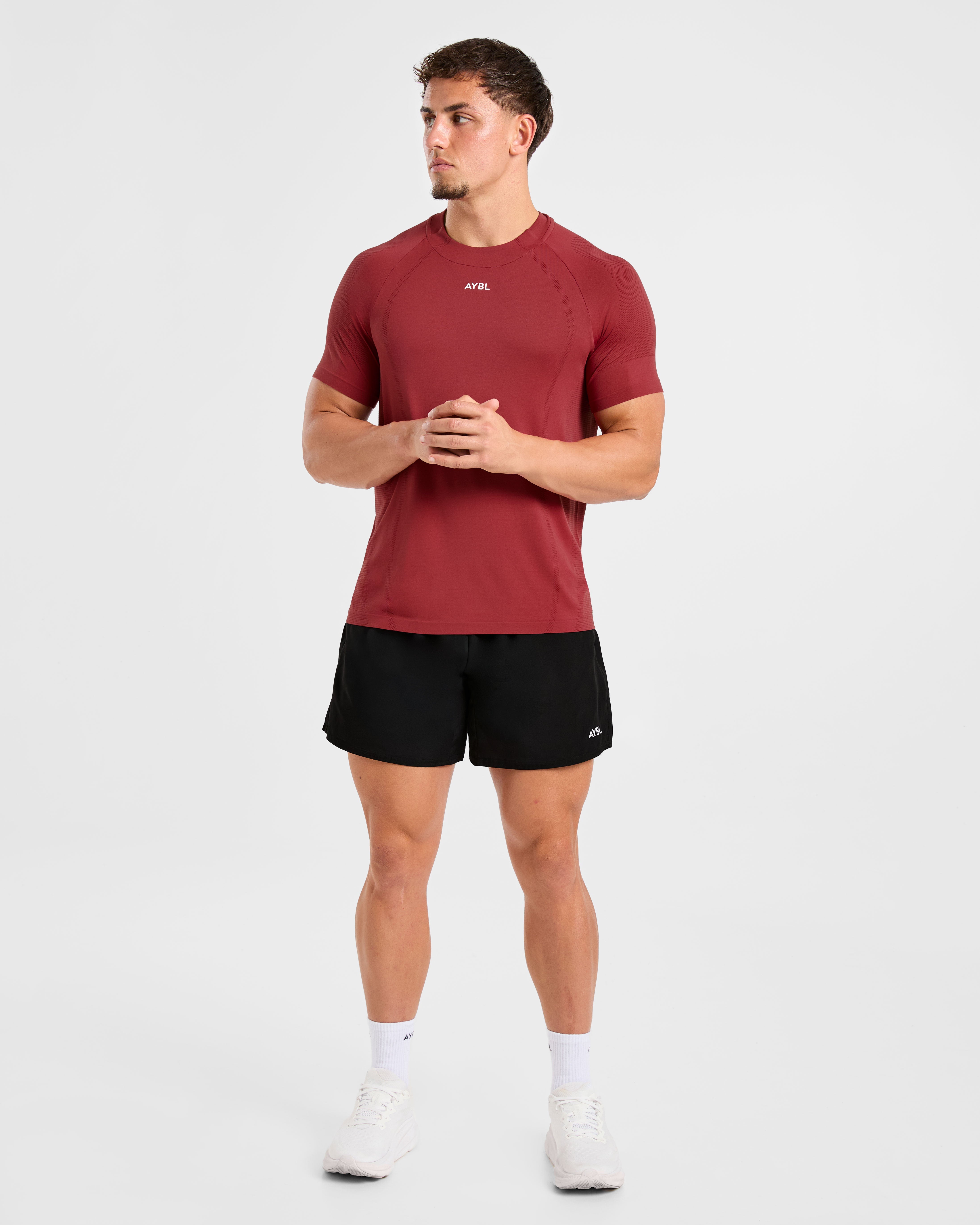 Attain Seamless T Shirt - Maroon Red