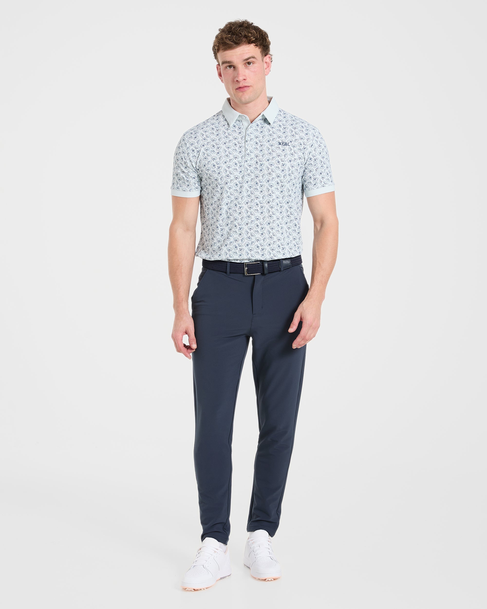 Precision Camellias Polo - Ice Blue