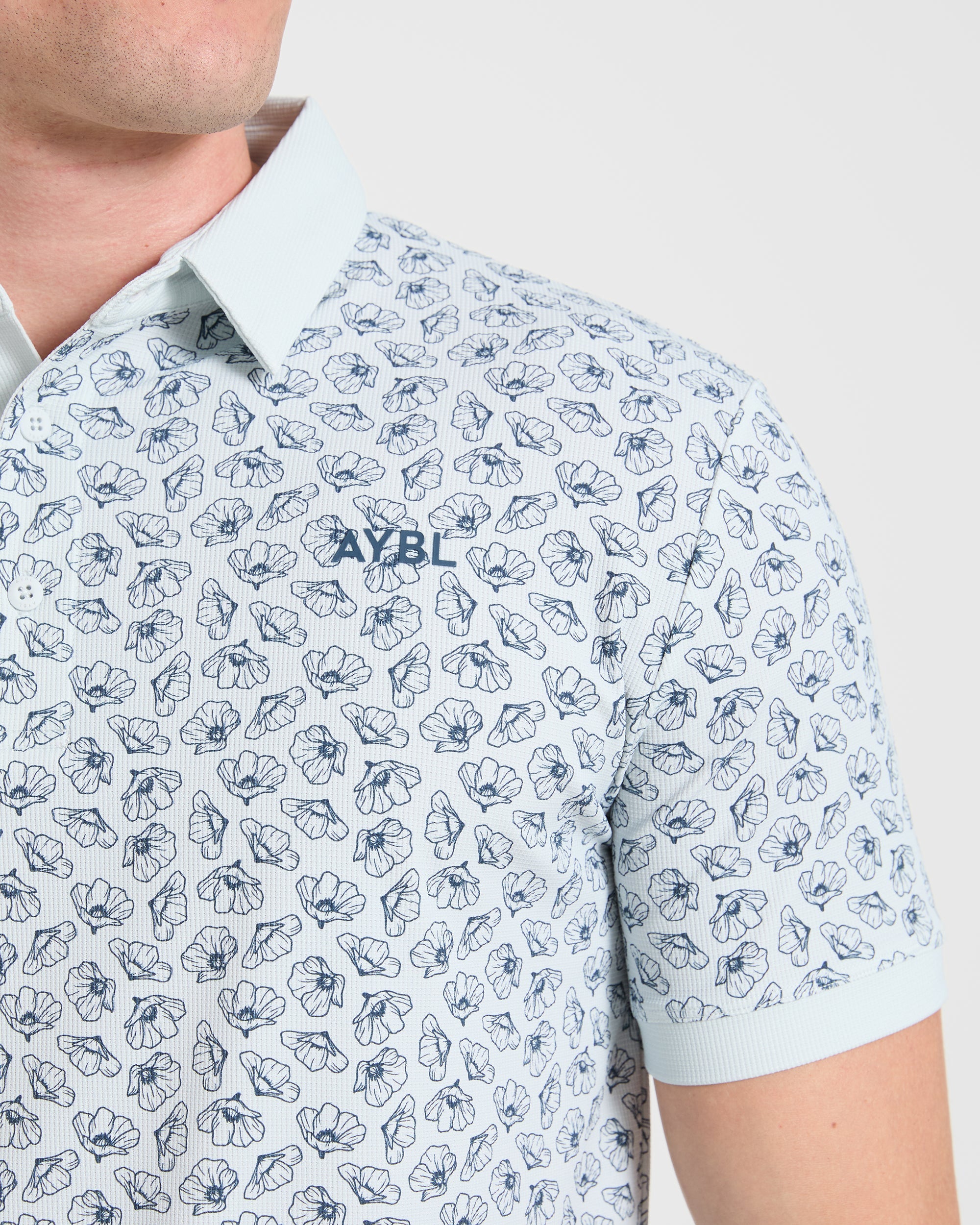 Precision Camellias Polo - Ice Blue