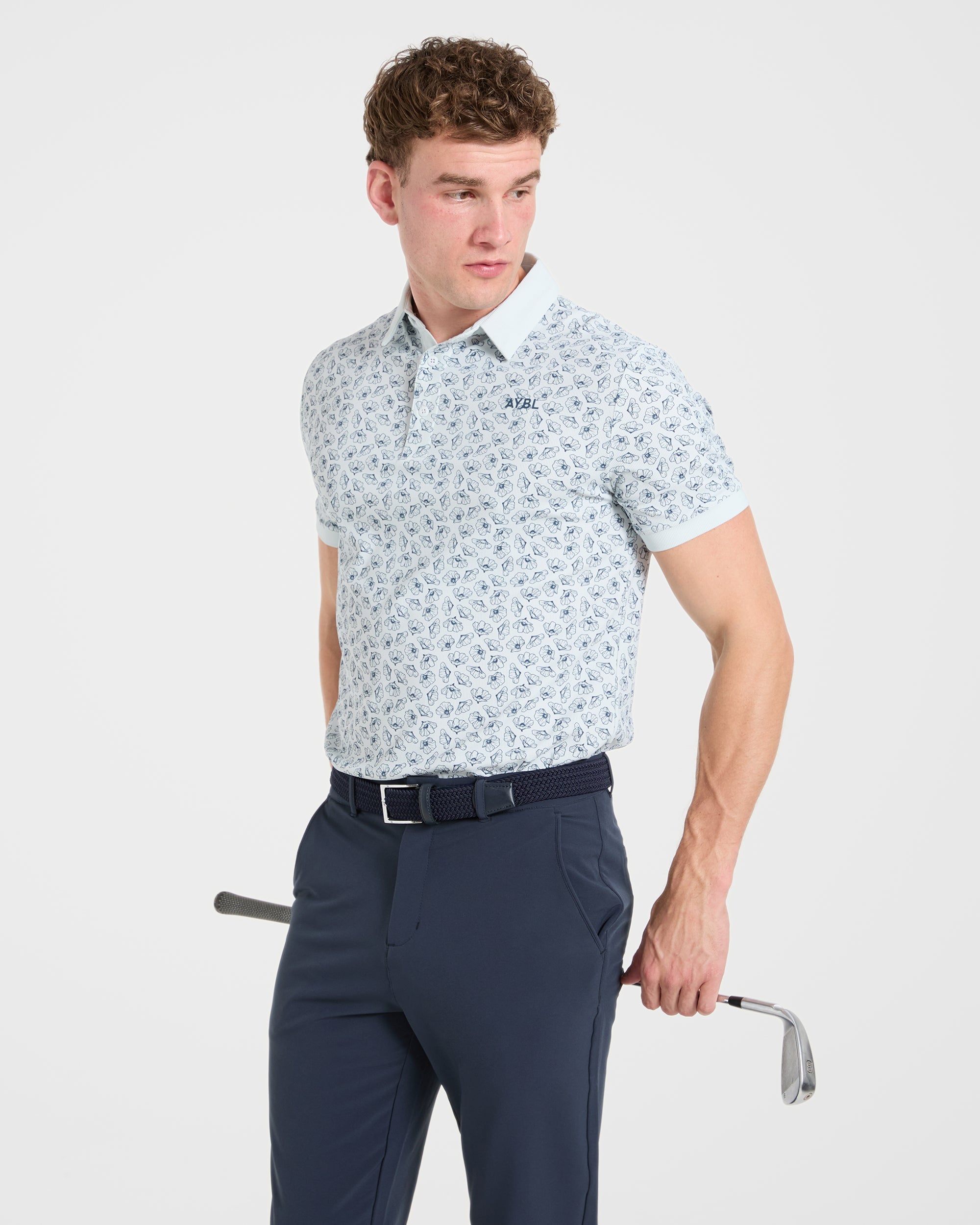 Precision Camellias Polo - Ice Blue