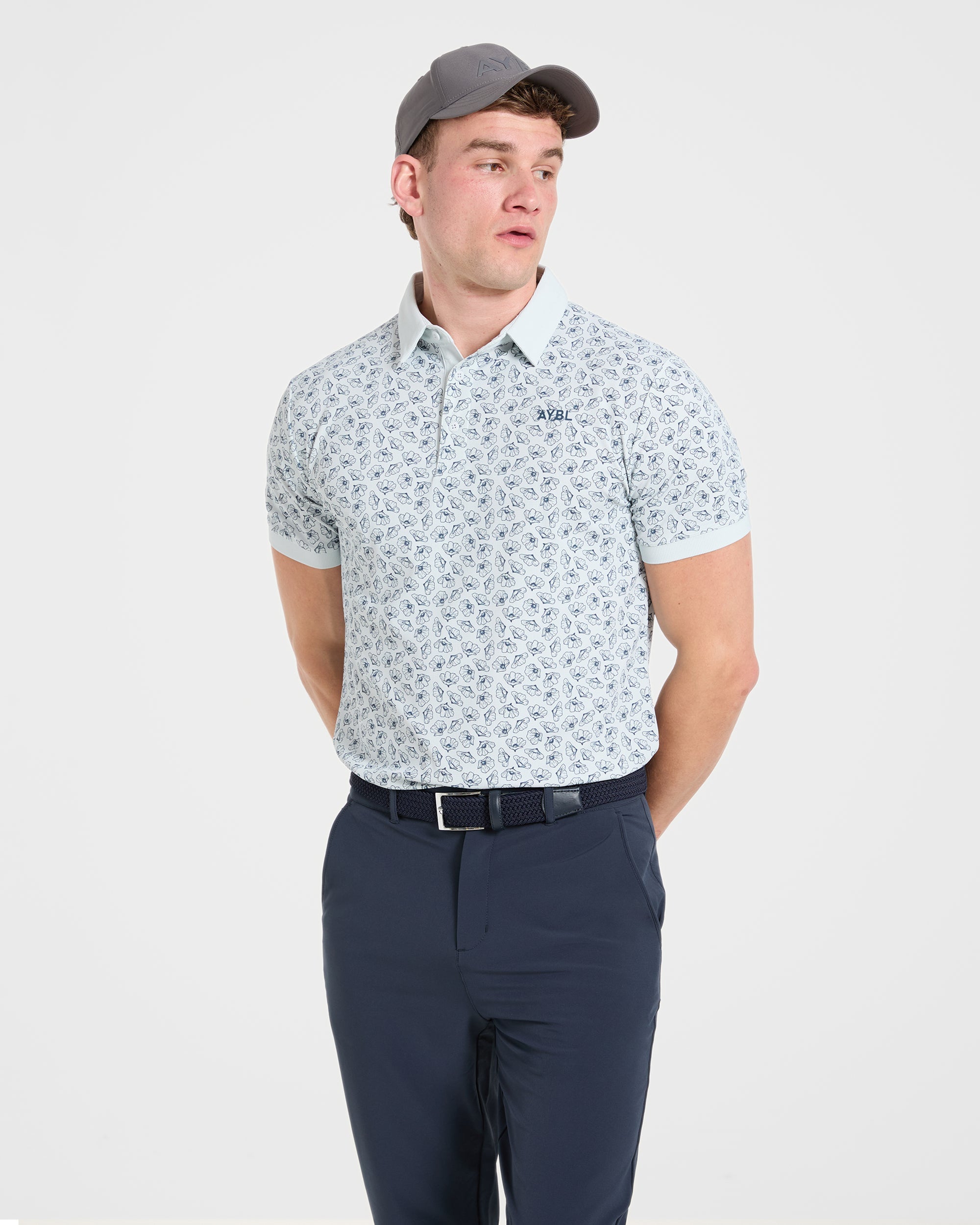 Precision Camellias Polo - Ice Blue