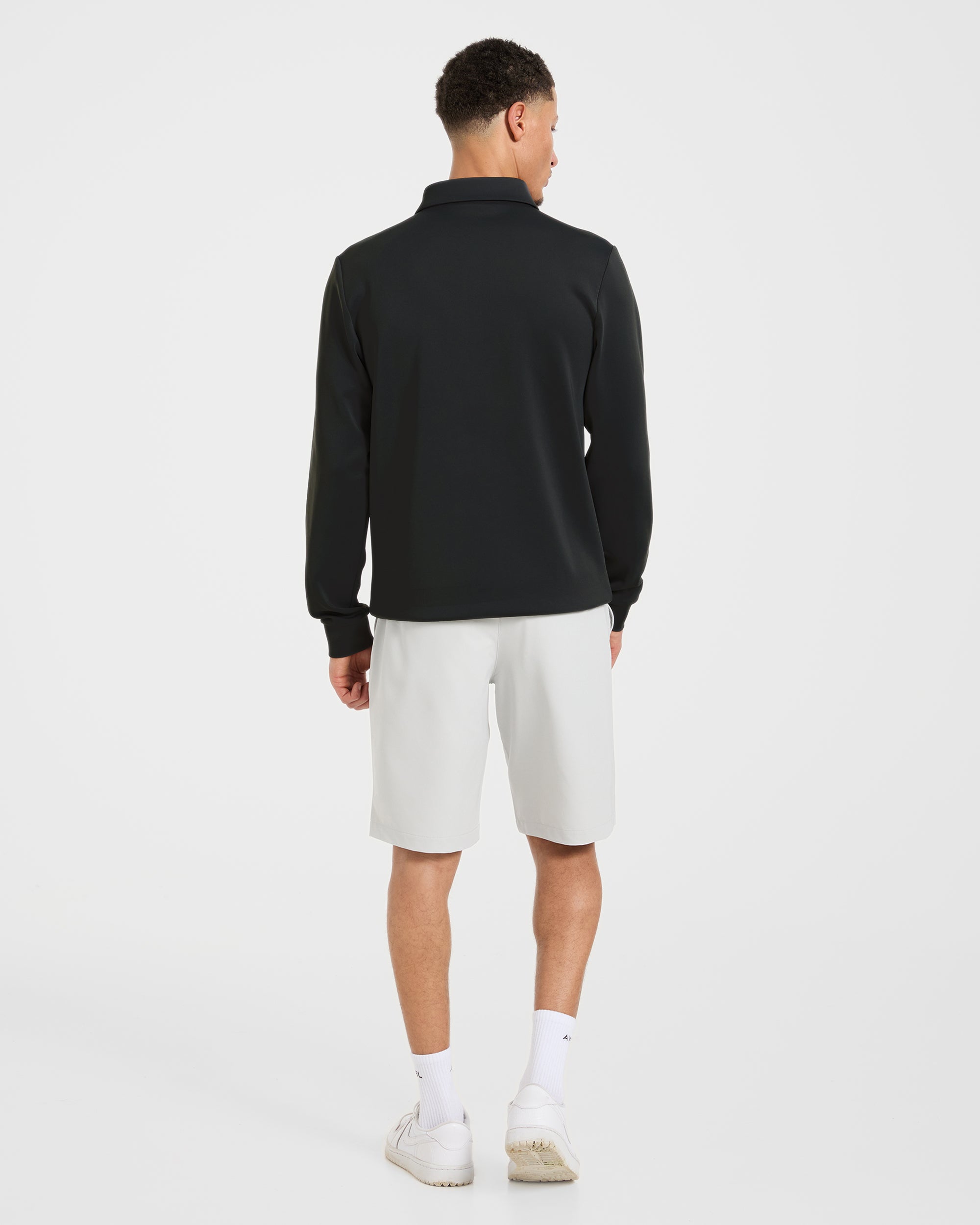 Precision Longsleeve Collared Pullover - Black