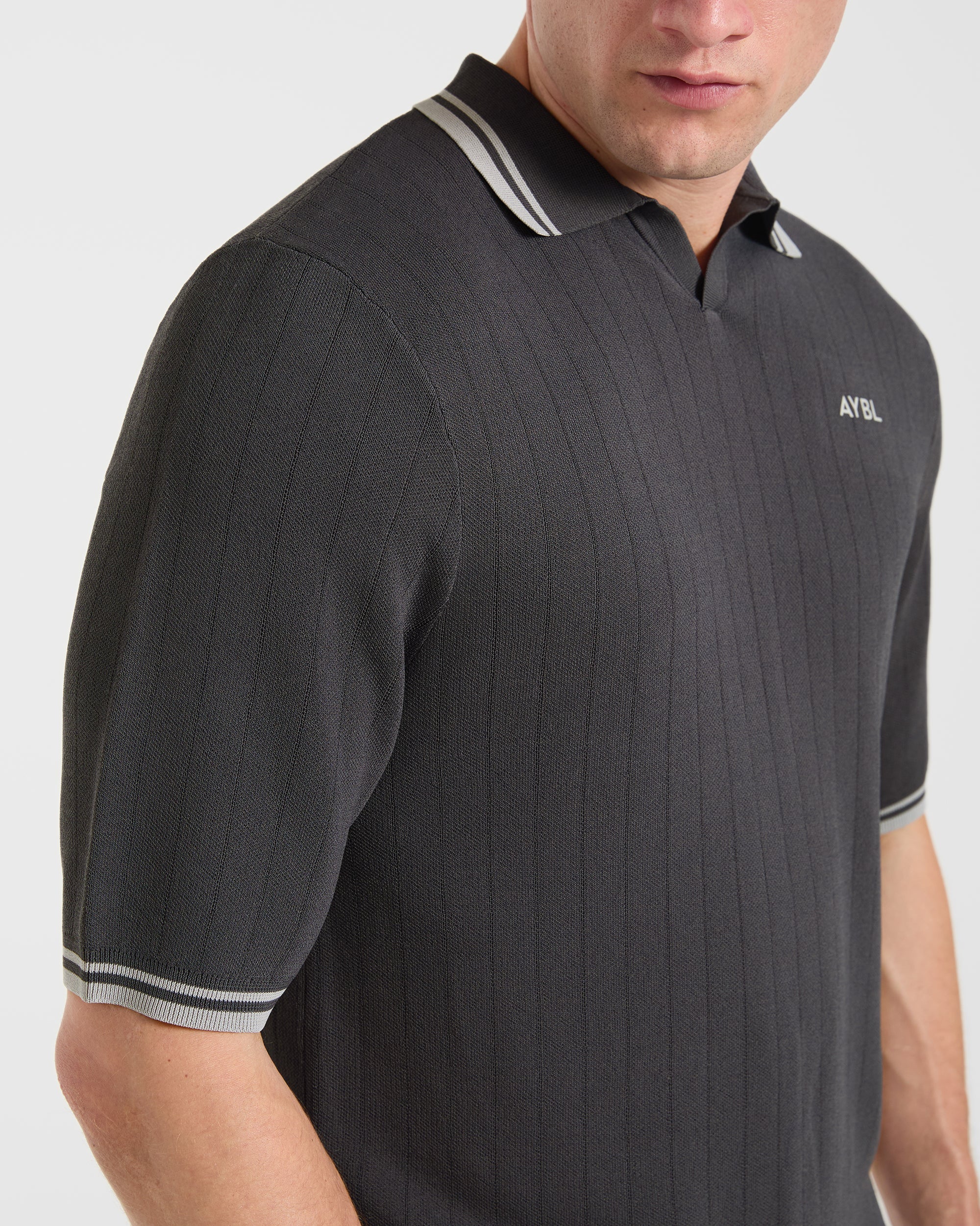 Classic Knitted Polo - Charcoal