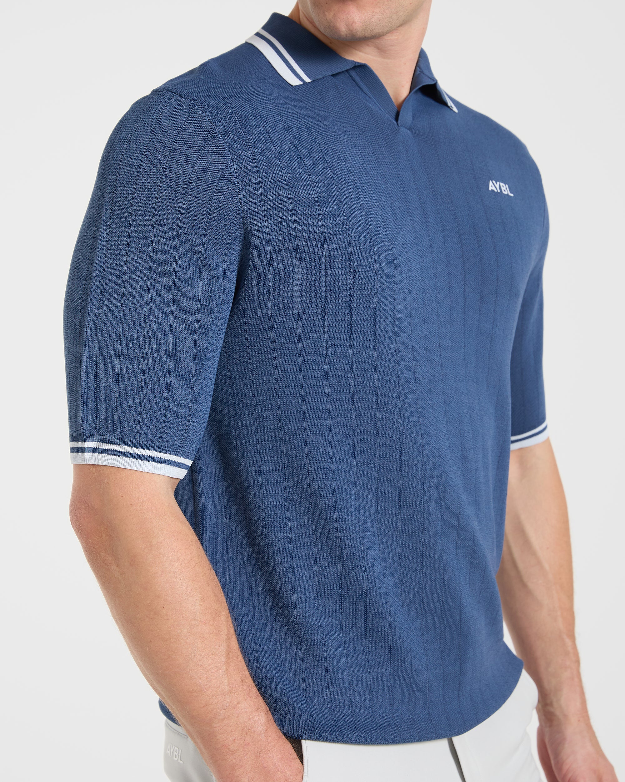 Classic Knitted Polo - Muted Blue