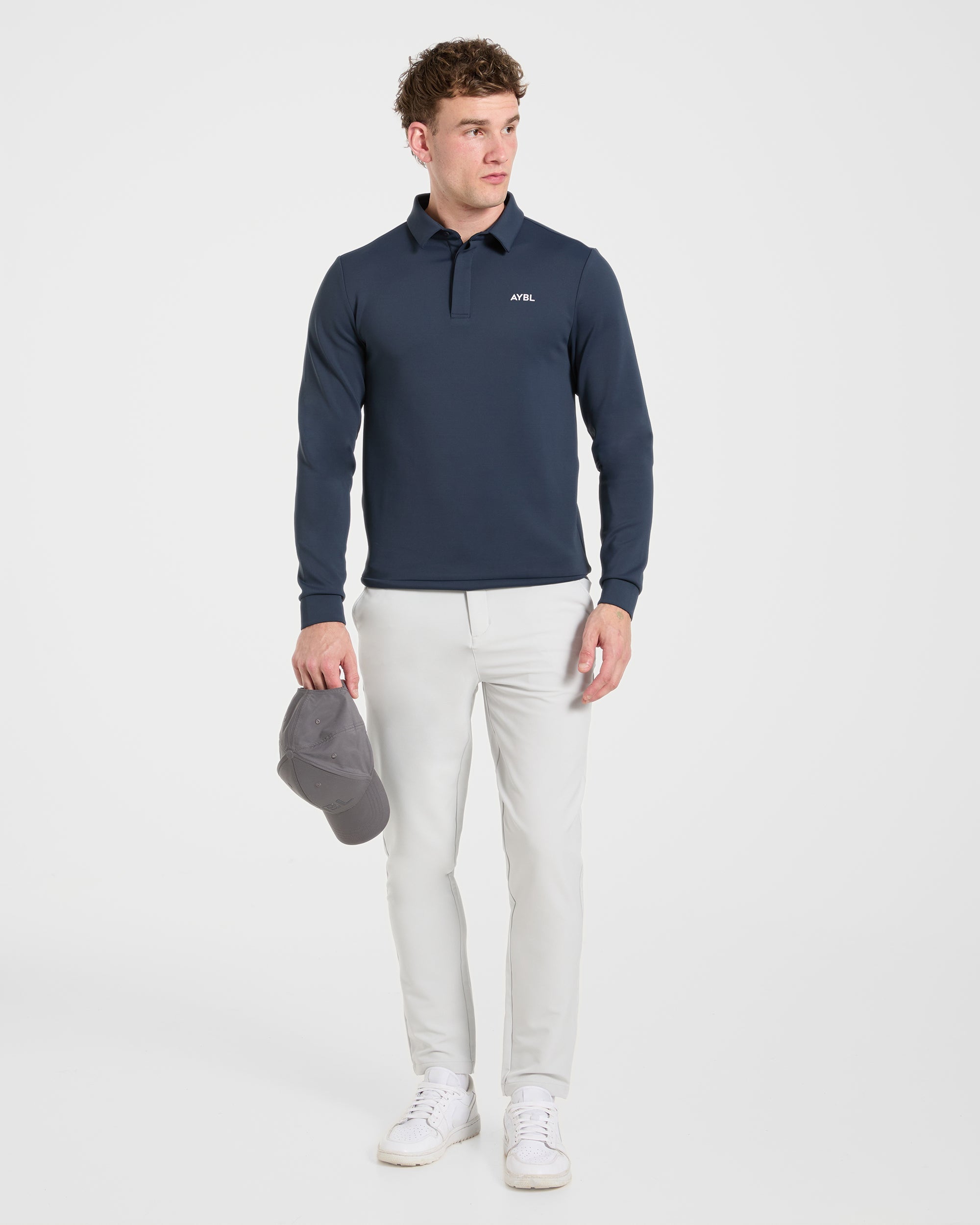 Precision Longsleeve Collared Pullover - Navy Blue