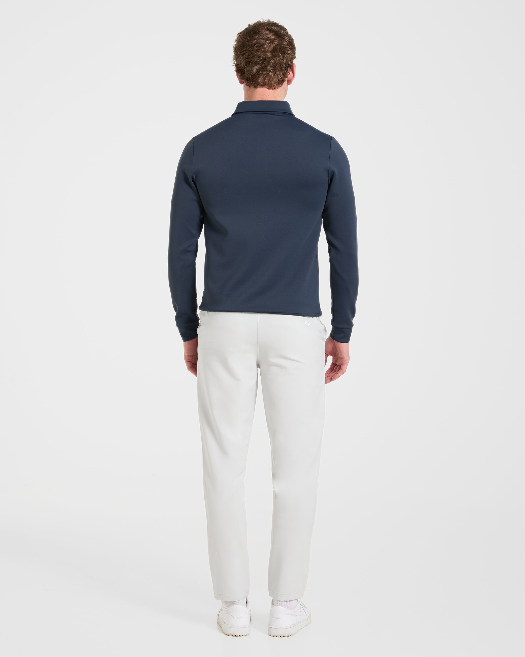 Precision Longsleeve Collared Pullover - Navy Blue