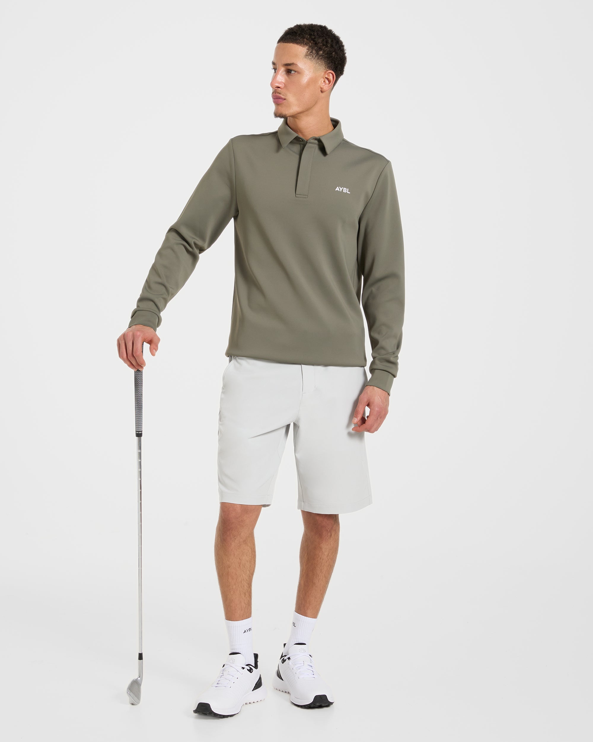 Precision Longsleeve Collared Pullover - Deep Sage