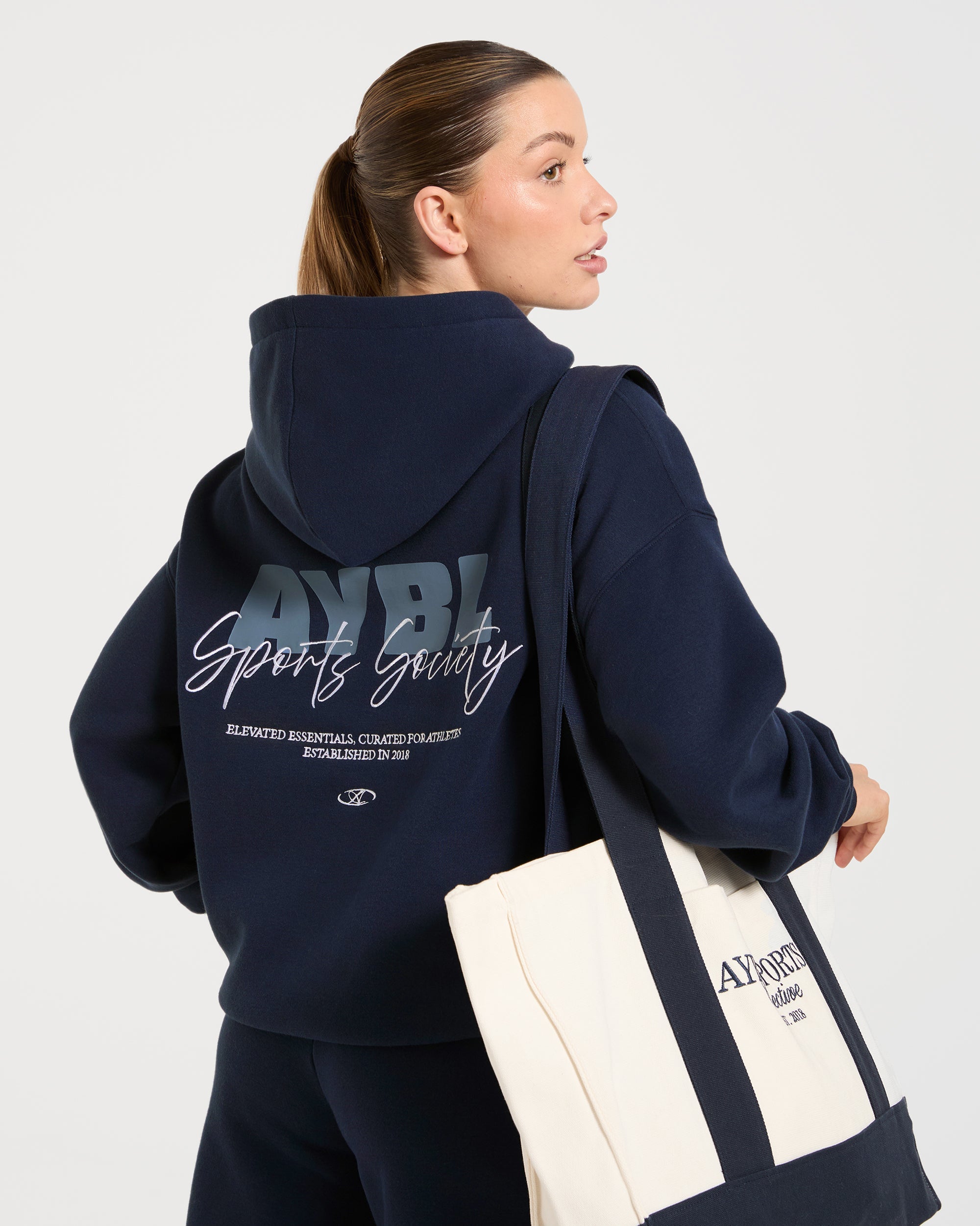 Sports Society Oversized Hoodie - Navy