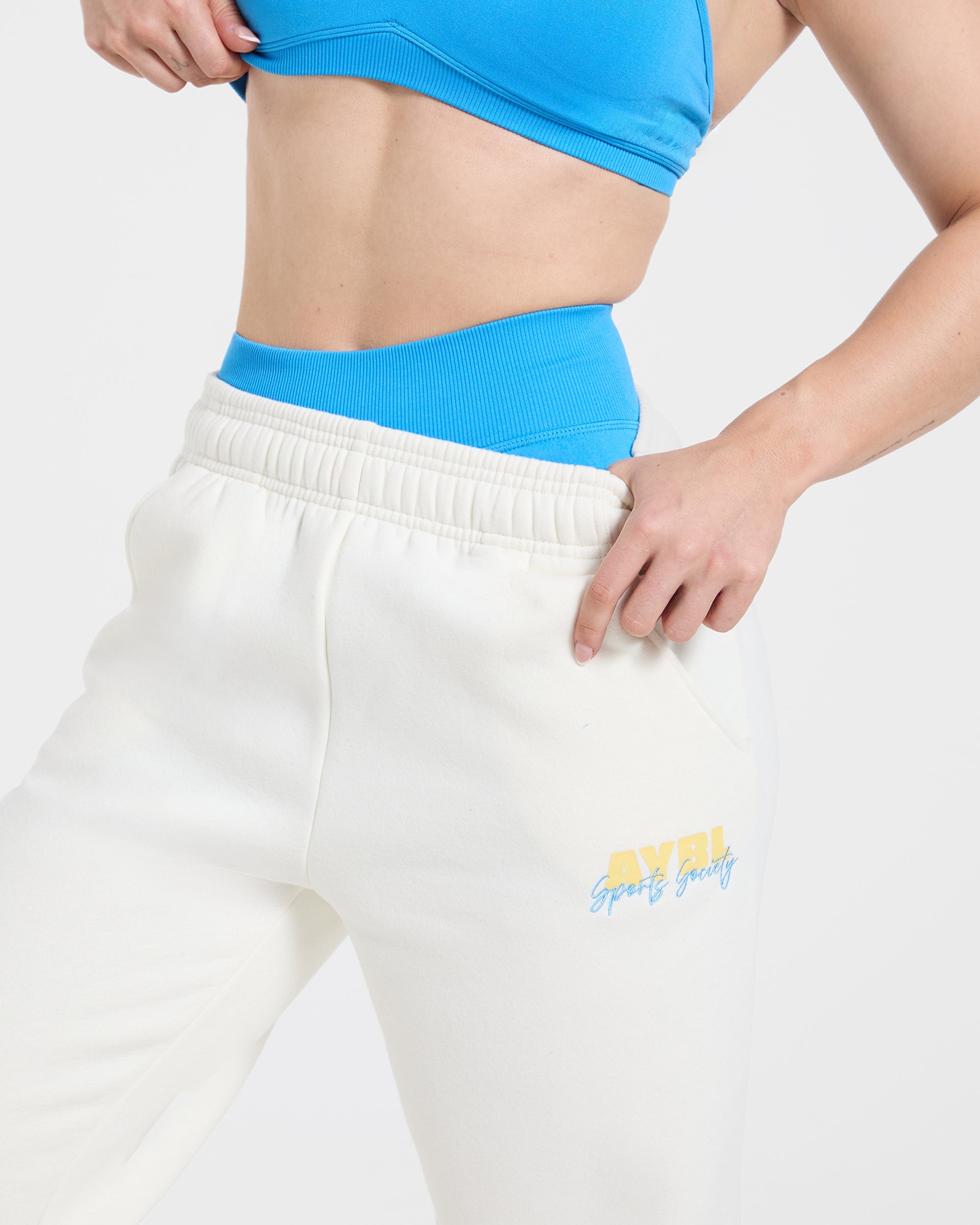 Sports Society Oversized Straight Leg Joggers - Off White