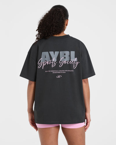 AYBL Sports Society Oversized T Shirt - Charcoal