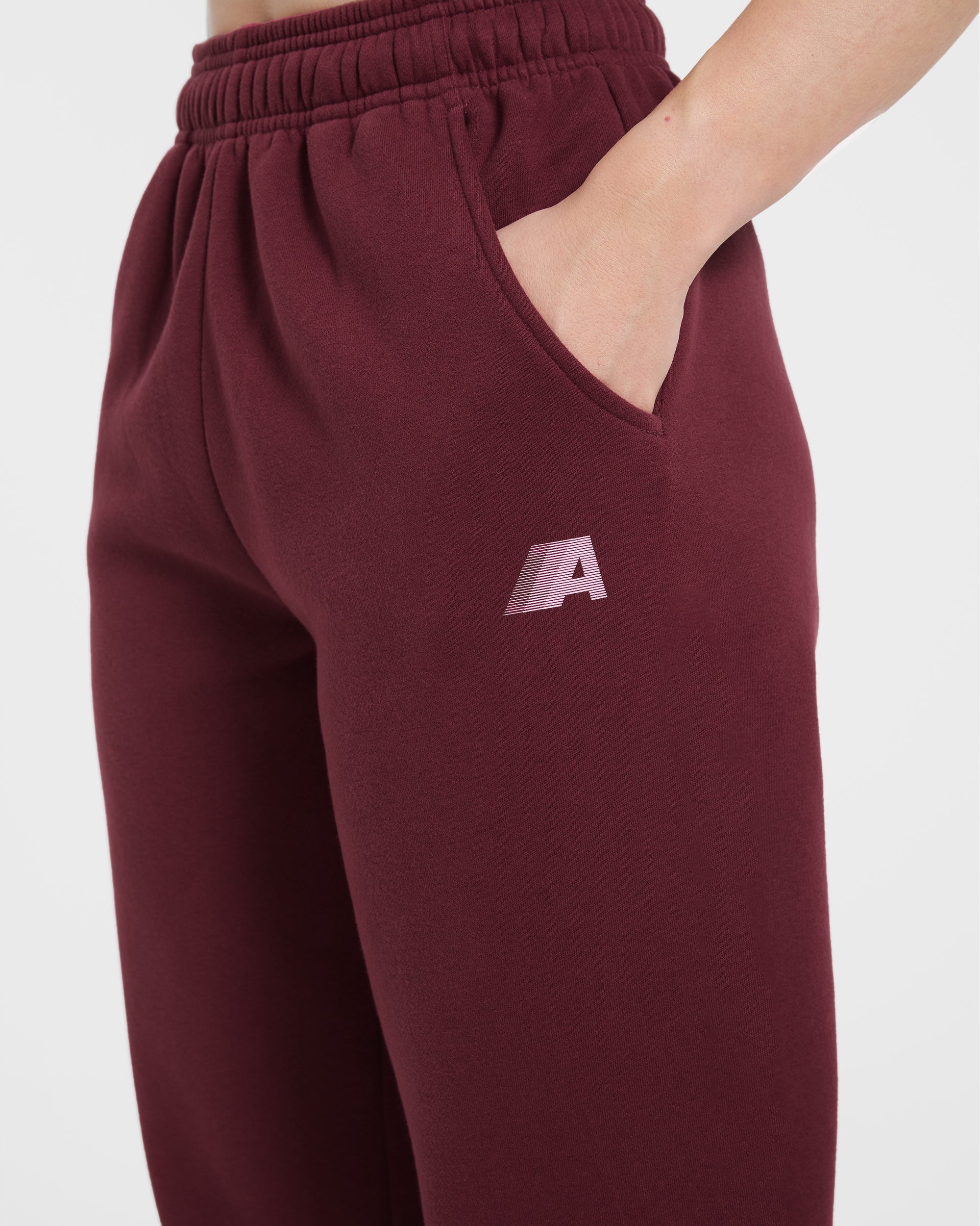 Retro Athletics Oversized Joggers - Deep Raspberry/Pink
