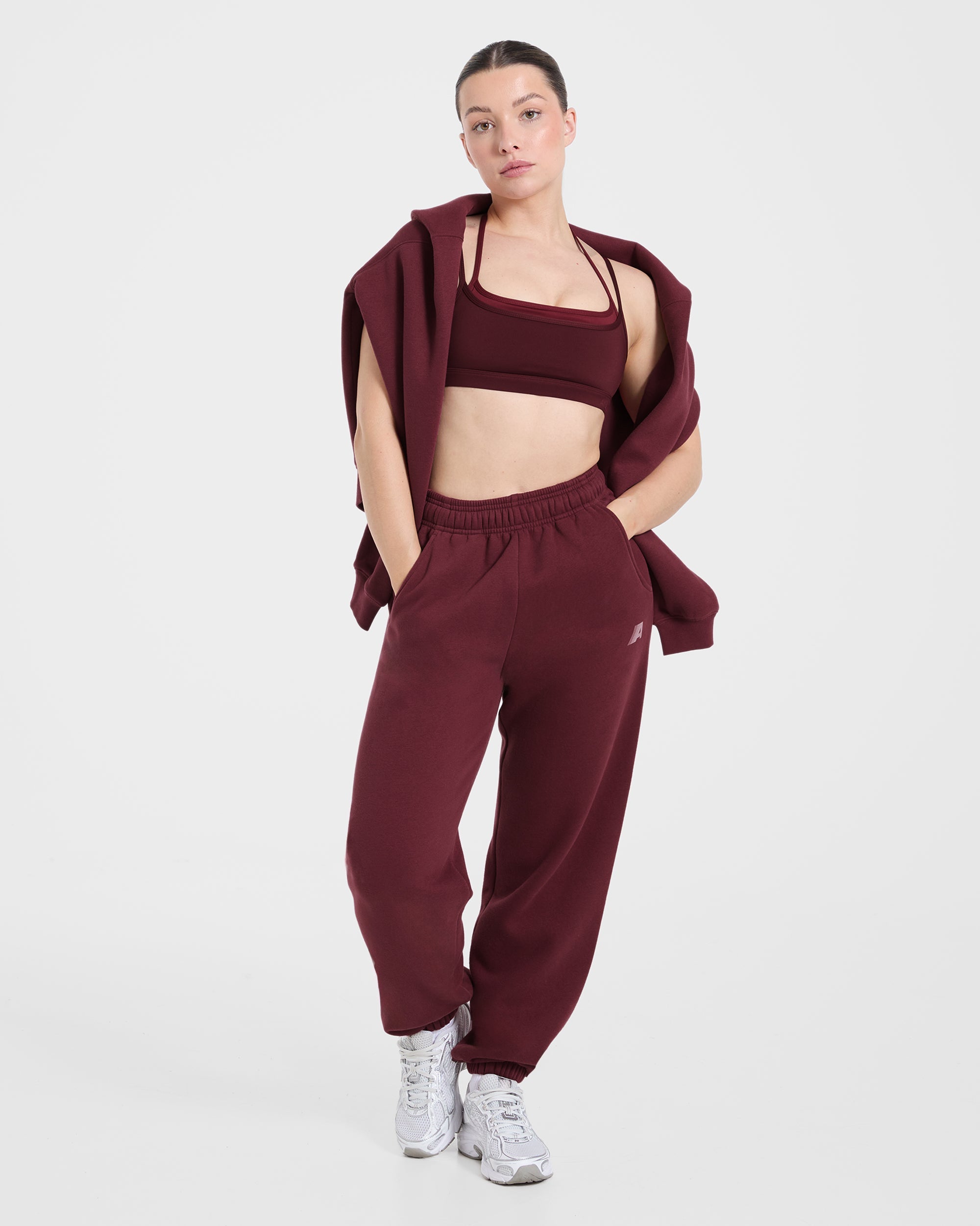 Retro Athletics Oversized Joggers - Deep Raspberry/Pink