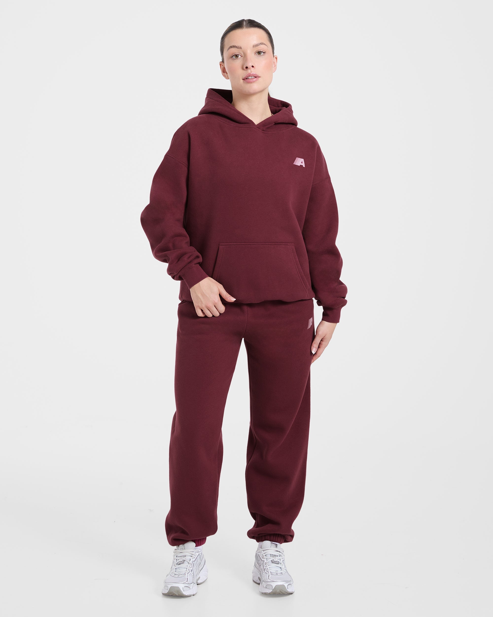Retro Athletics Oversized Joggers - Deep Raspberry/Pink