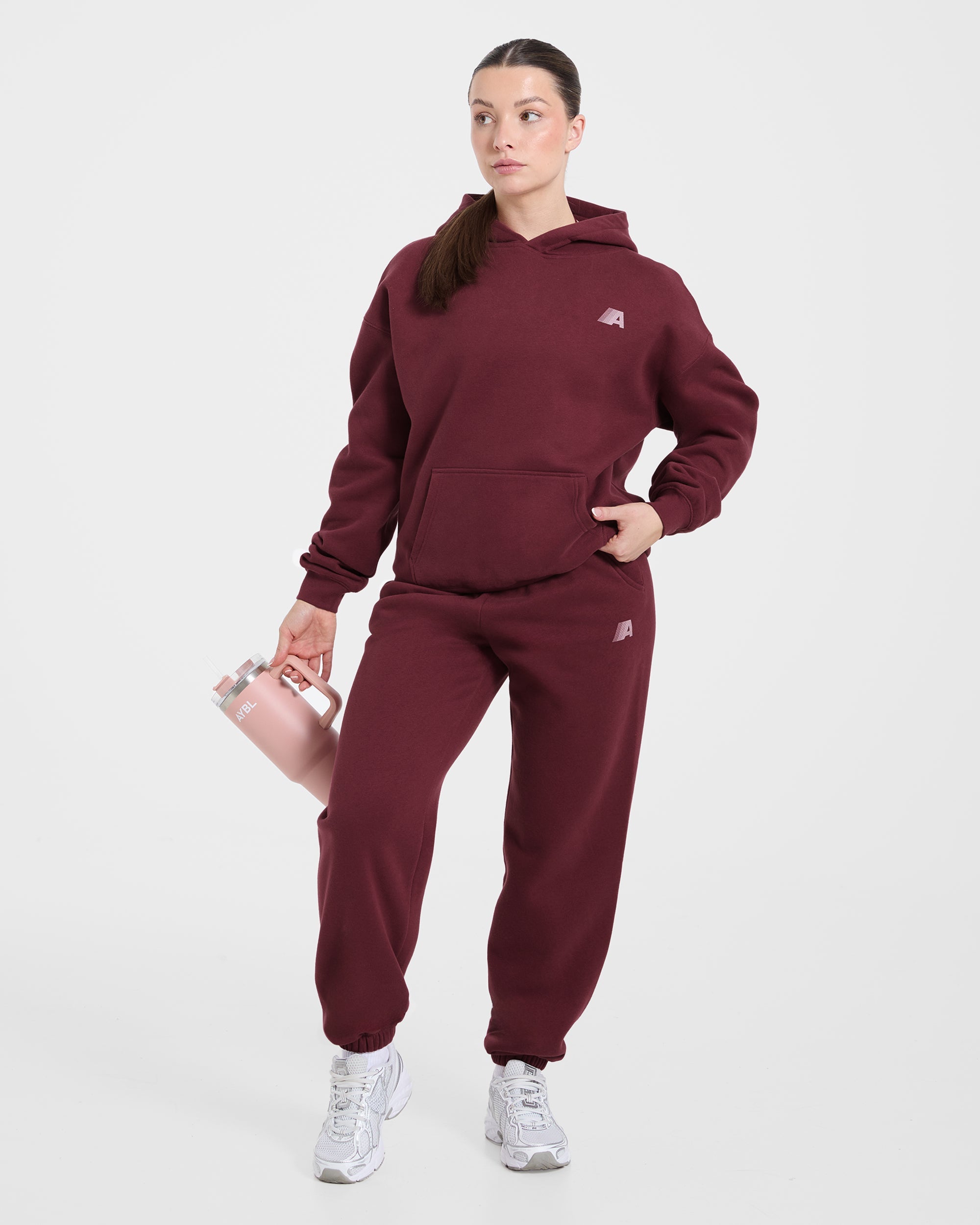 Retro Athletics Oversized Joggers - Deep Raspberry/Pink