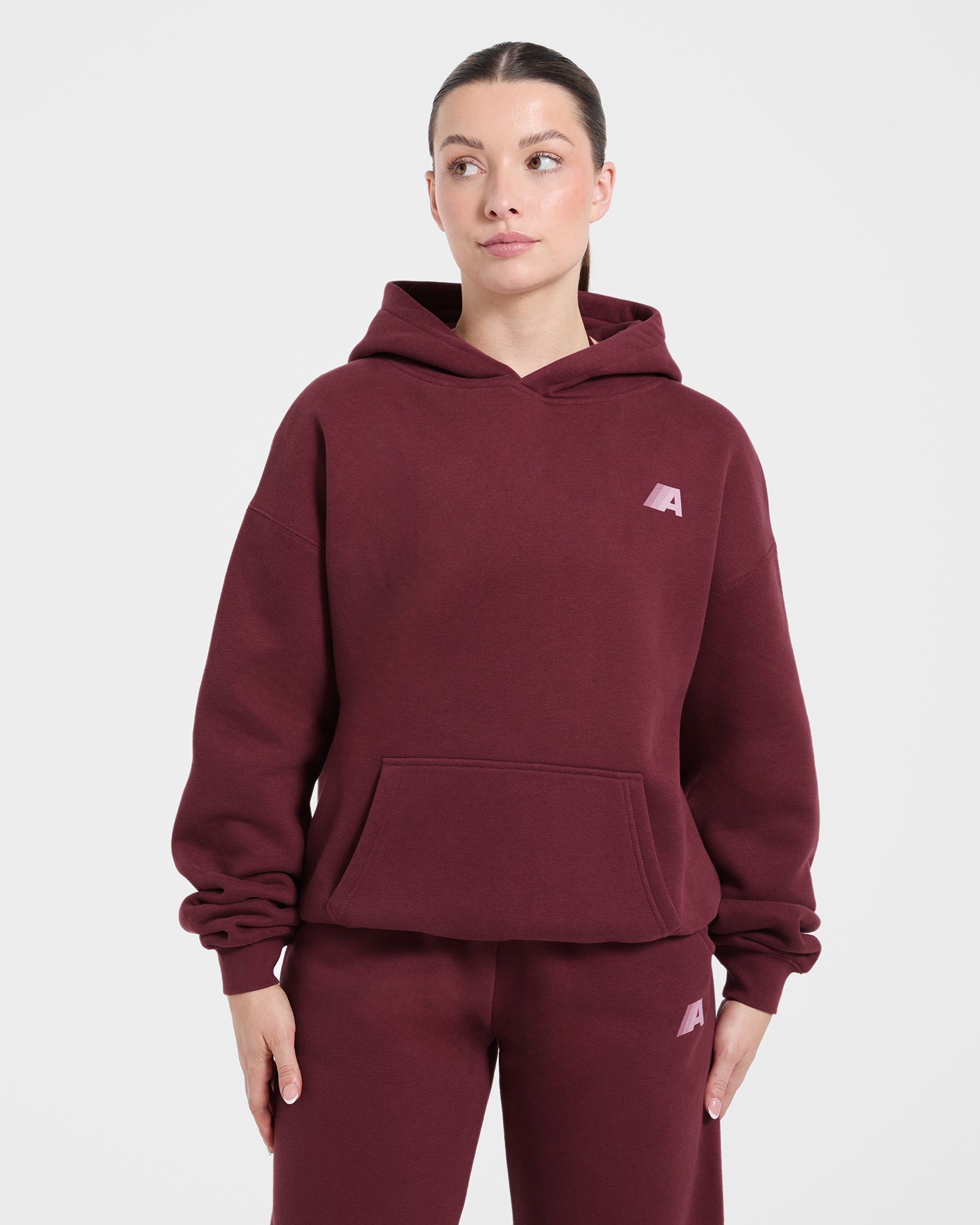 Retro Athletics Oversized Hoodie - Deep Raspberry/Pink