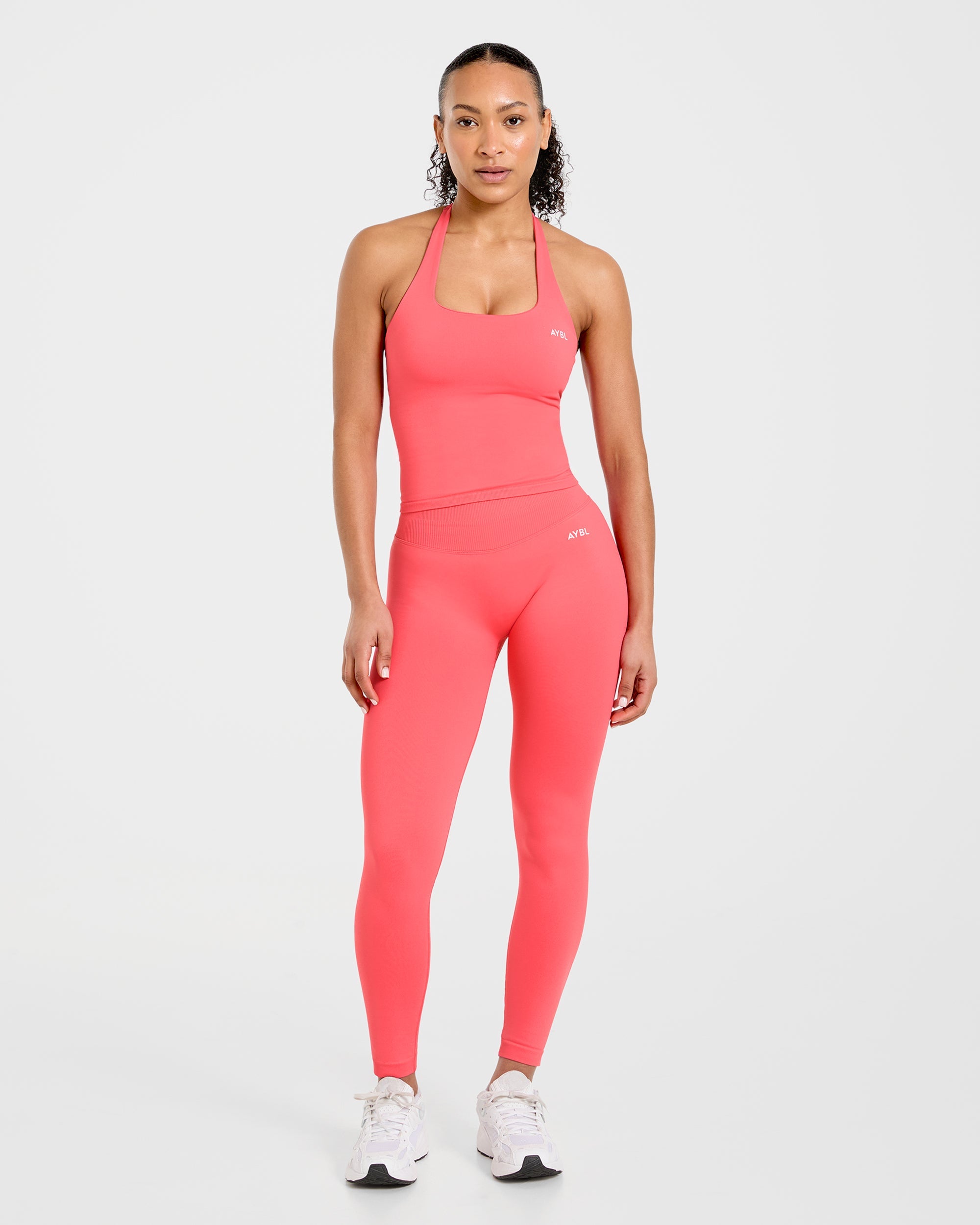 Enhance Seamless Halterneck Top - Summer Coral