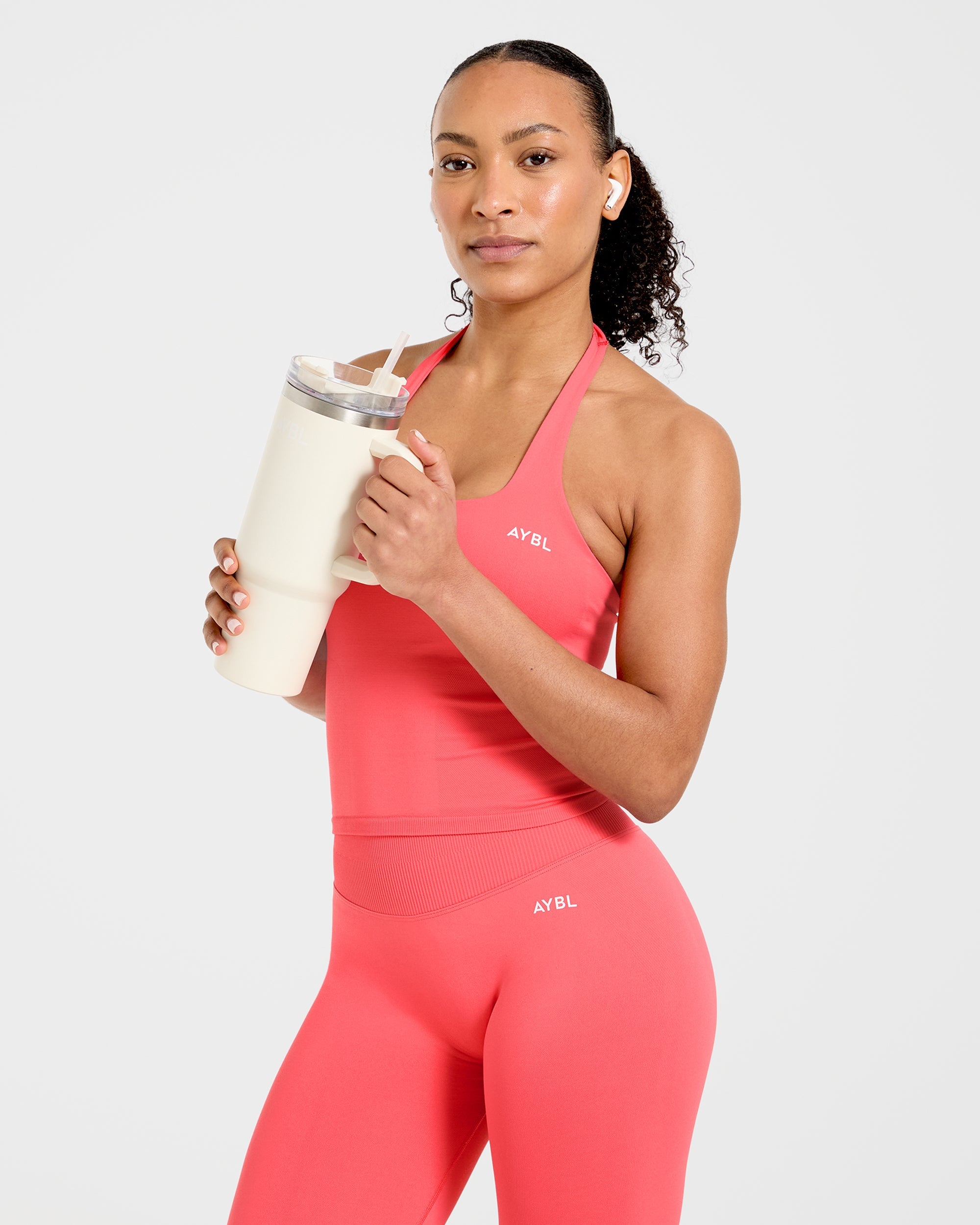 Enhance Seamless Halterneck Top - Summer Coral