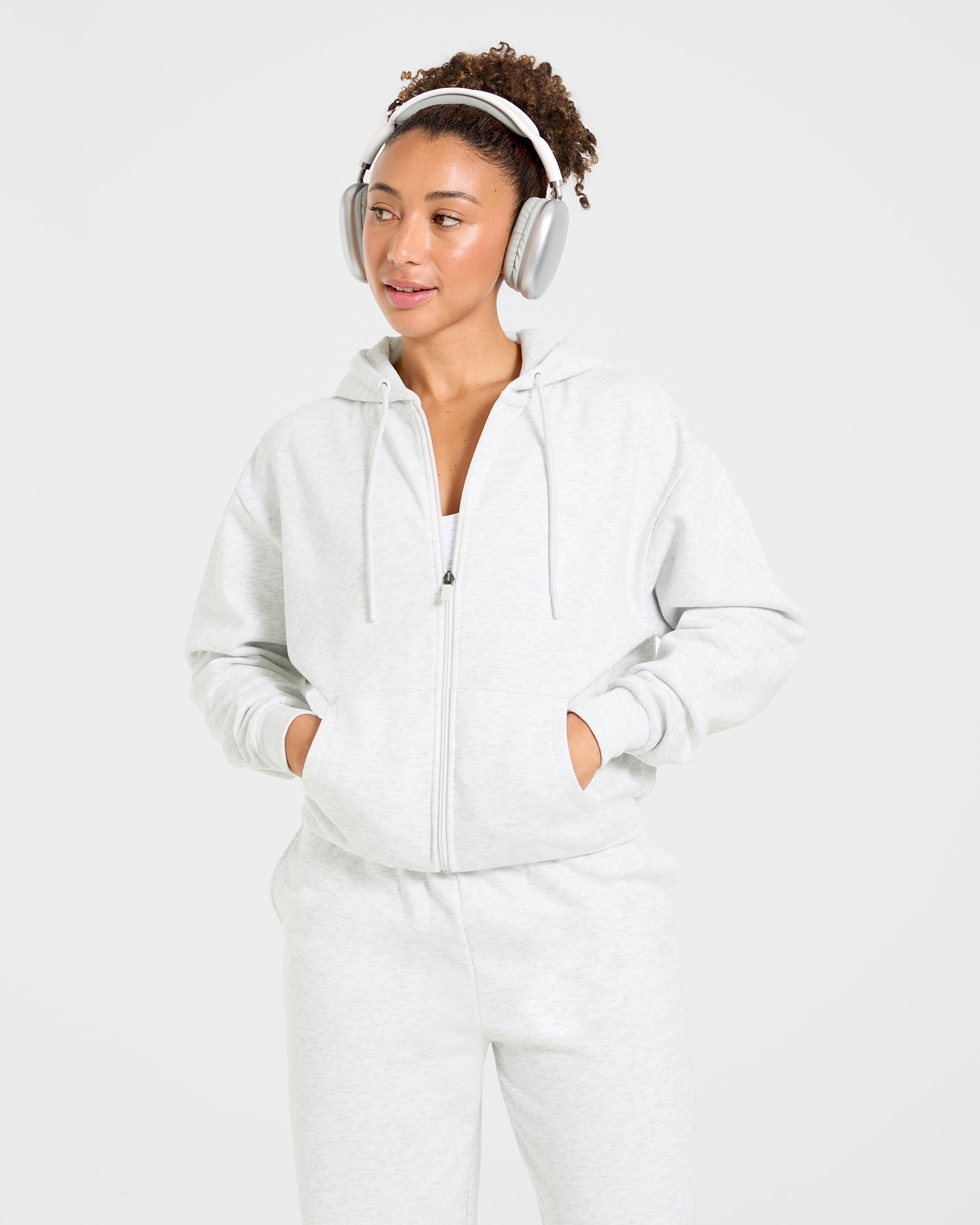 Lifestyle Oversized Zip Up Hoodie - Heather Grey