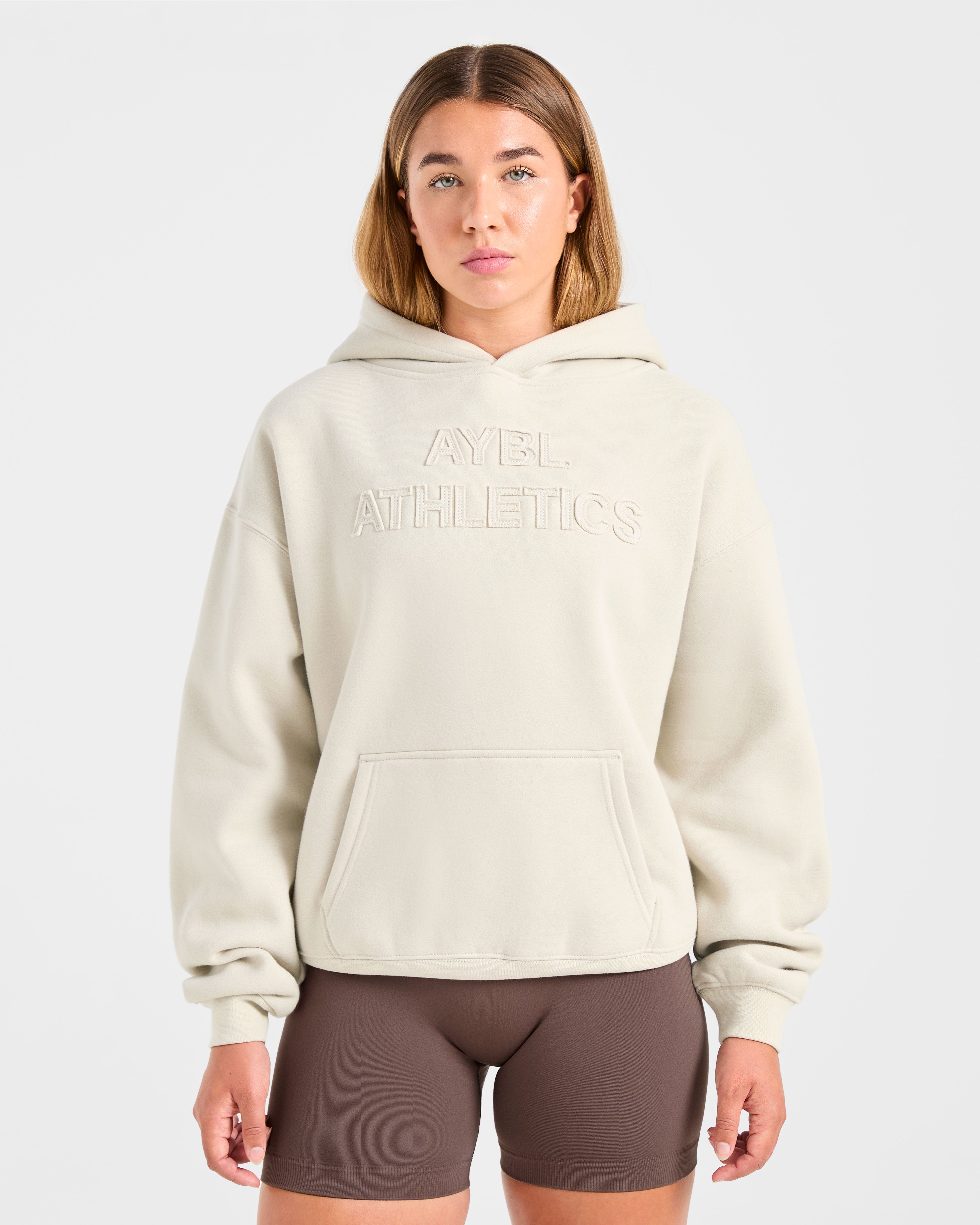Athletics Applique Oversized Hoodie Sand